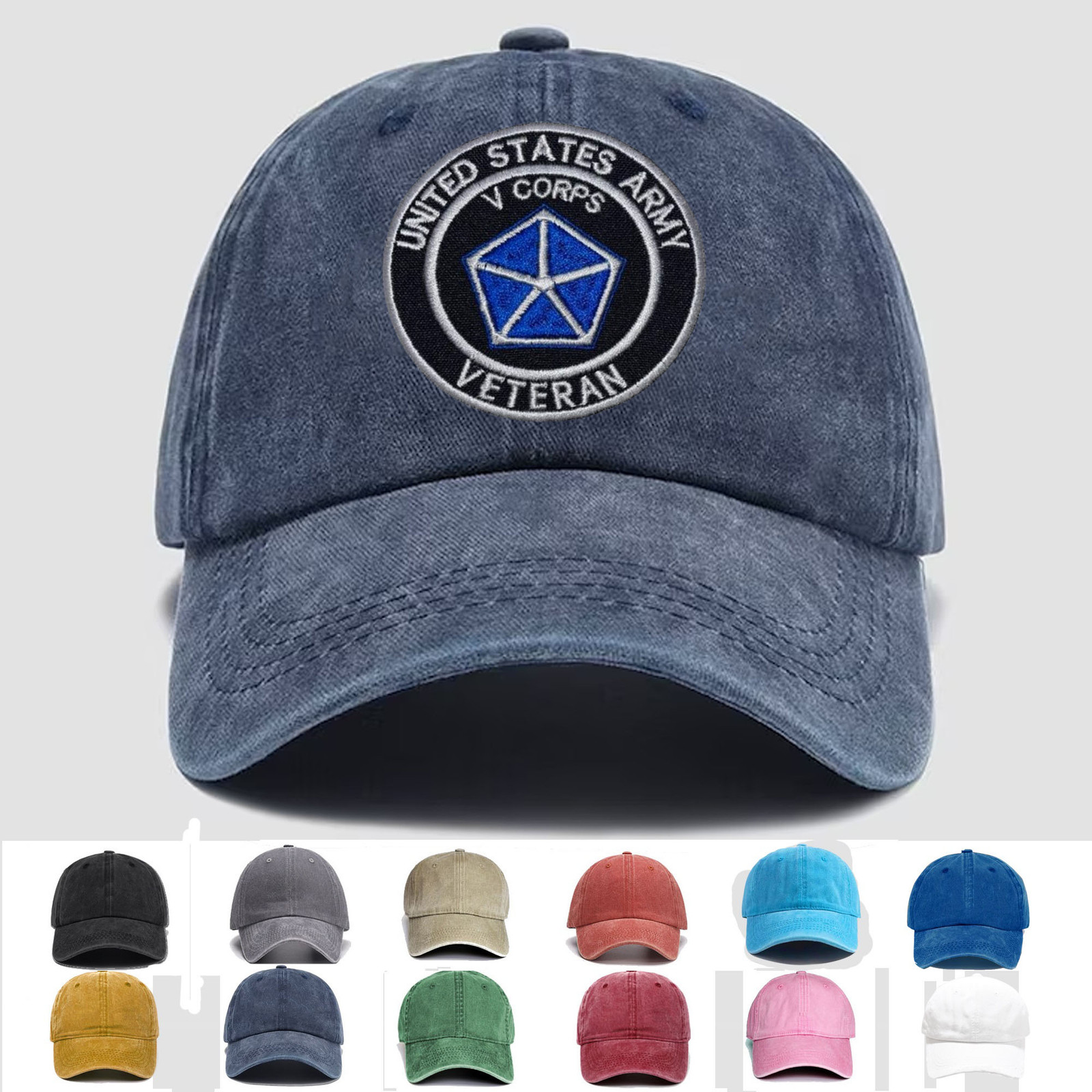 Custom Embroidered US Army V Corps Veteran, Veteran Cap, Trucker Hat, Gift Idea