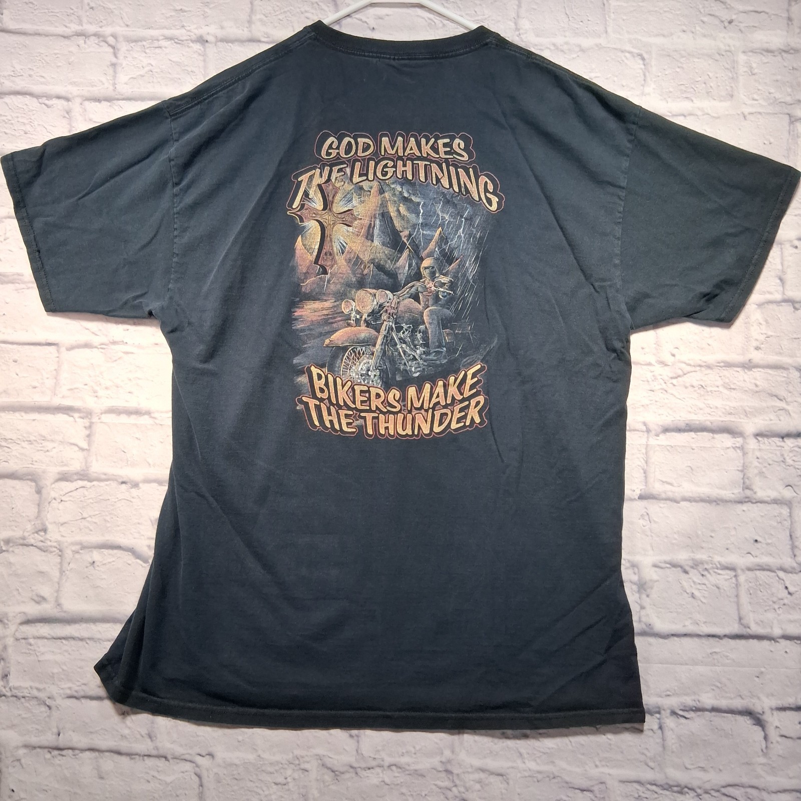 God Makes The Lightning Bikers Make The Thunder T-shirt Motorcycle Biker XL Tee