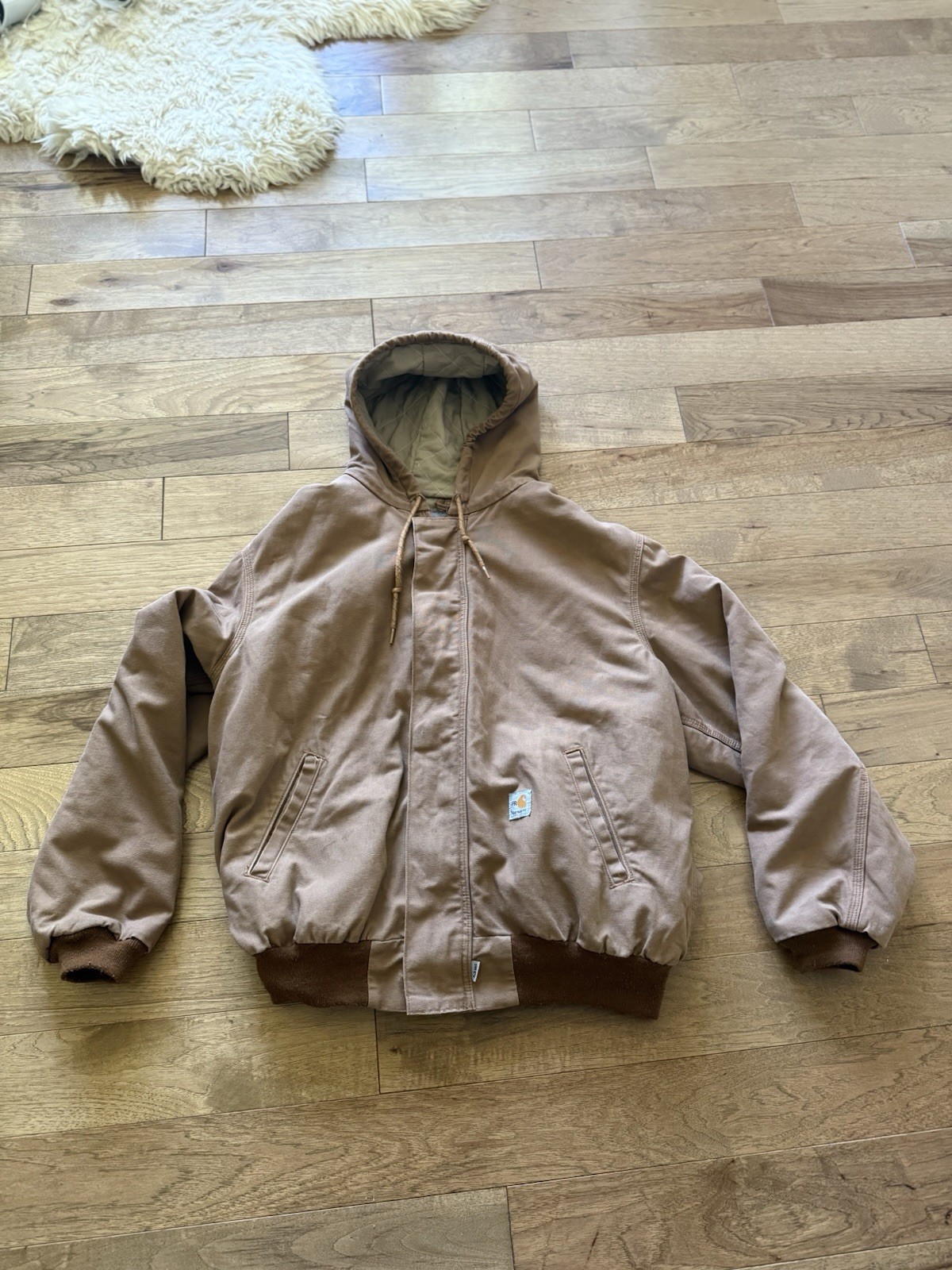 Carhartt J237 FRJ BRN Flame Resistant Hooded Jacket XL 2009 Full Zip Workwear