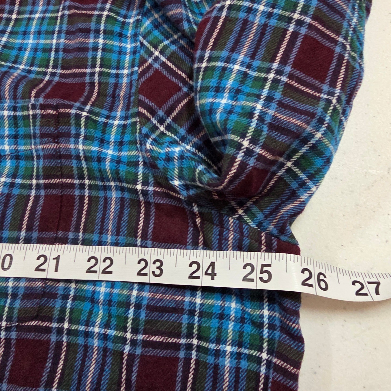 Chaps Mens XL Brushed Flannel Plaid Shirt Burgundy Teal Blue NWT 750627123001