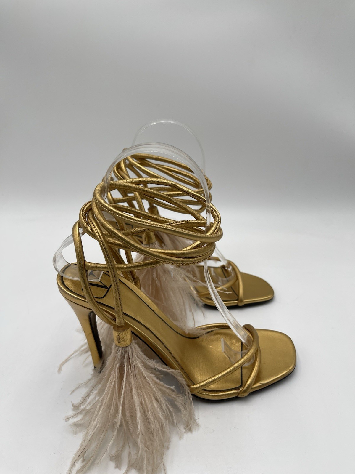 Valentino Garavani metallic gold strappy sandals signature “V” logo Size 35.5