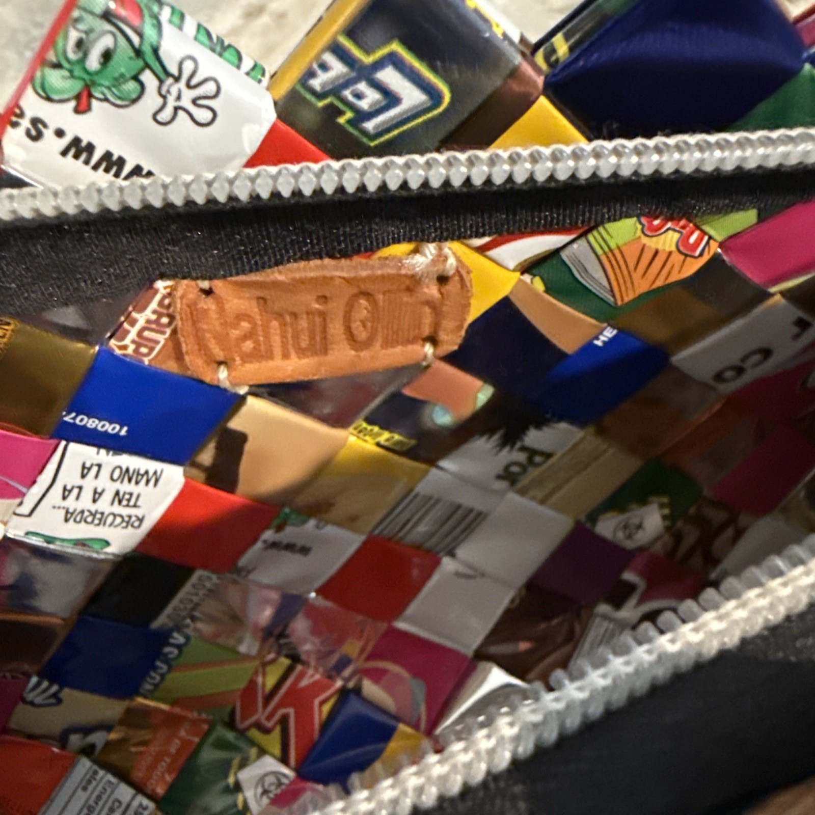 Nahui Ollin Recycled Candy Wrapper Woven Clutch Bag Multicolor Eco