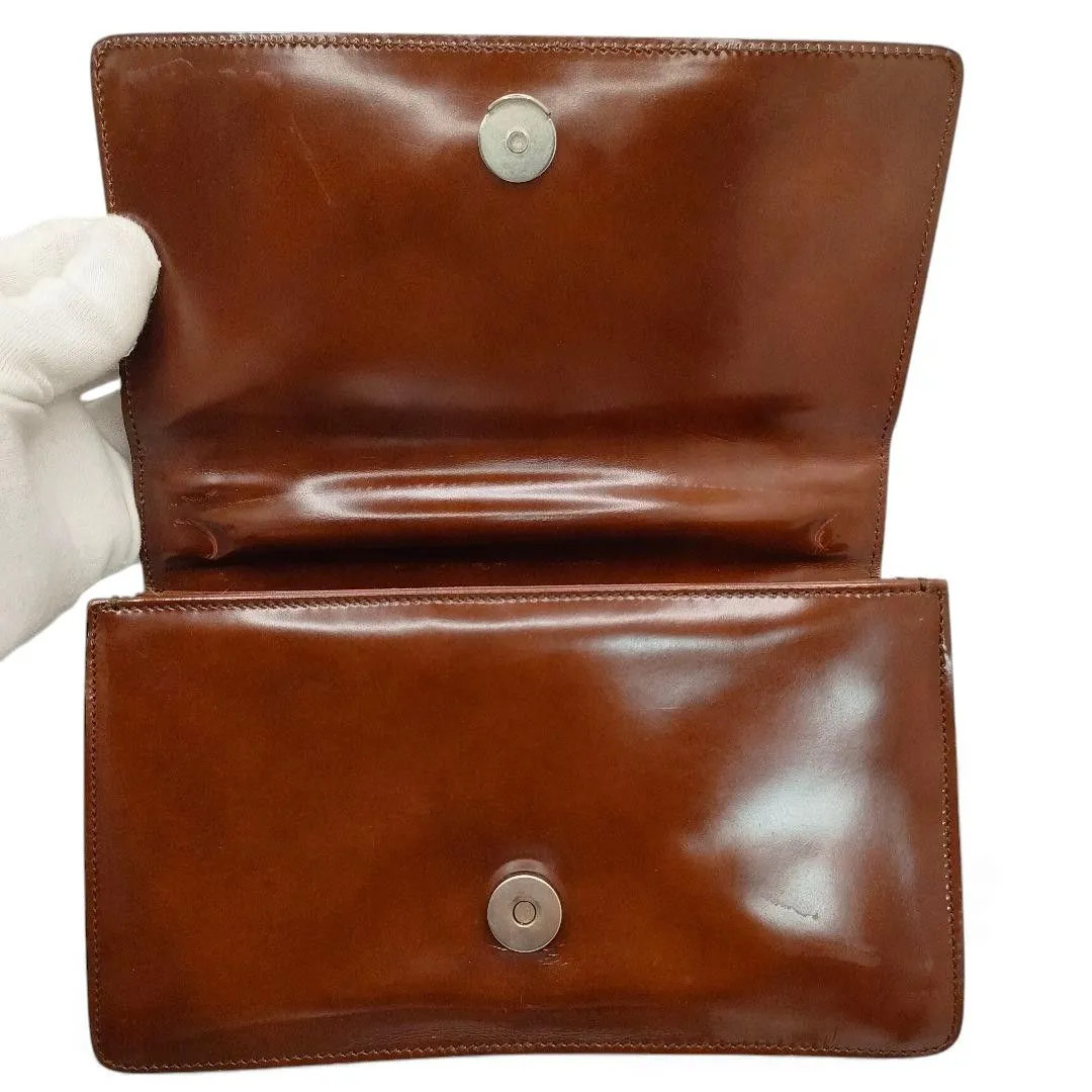 Prada Mini Leather Handbag Brown Tote Bag Purse Triangle Logo 8.6×4.9×2.0in