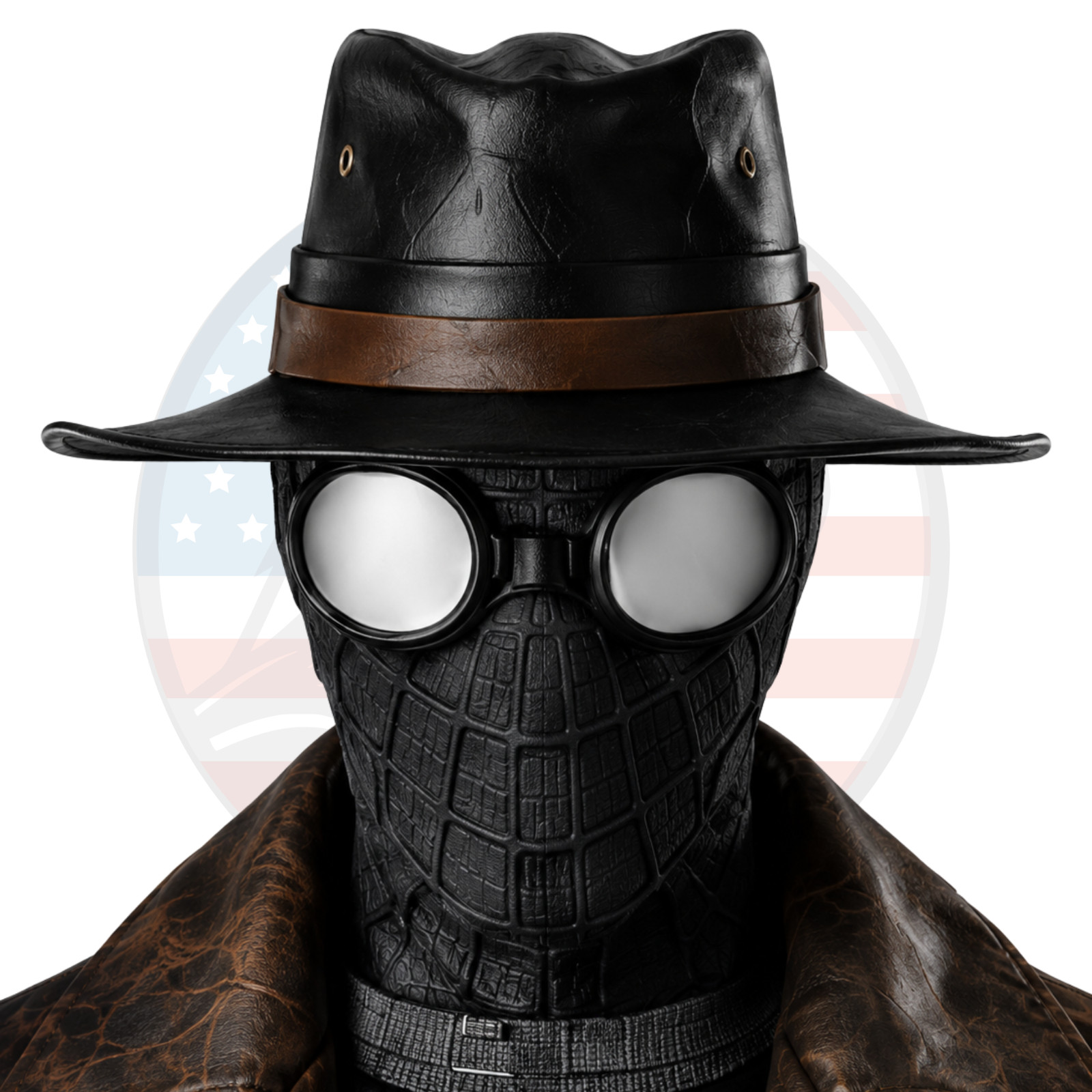 Spider Noir Brown Leather Trench Coat Spider-Man Halloween Cosplay