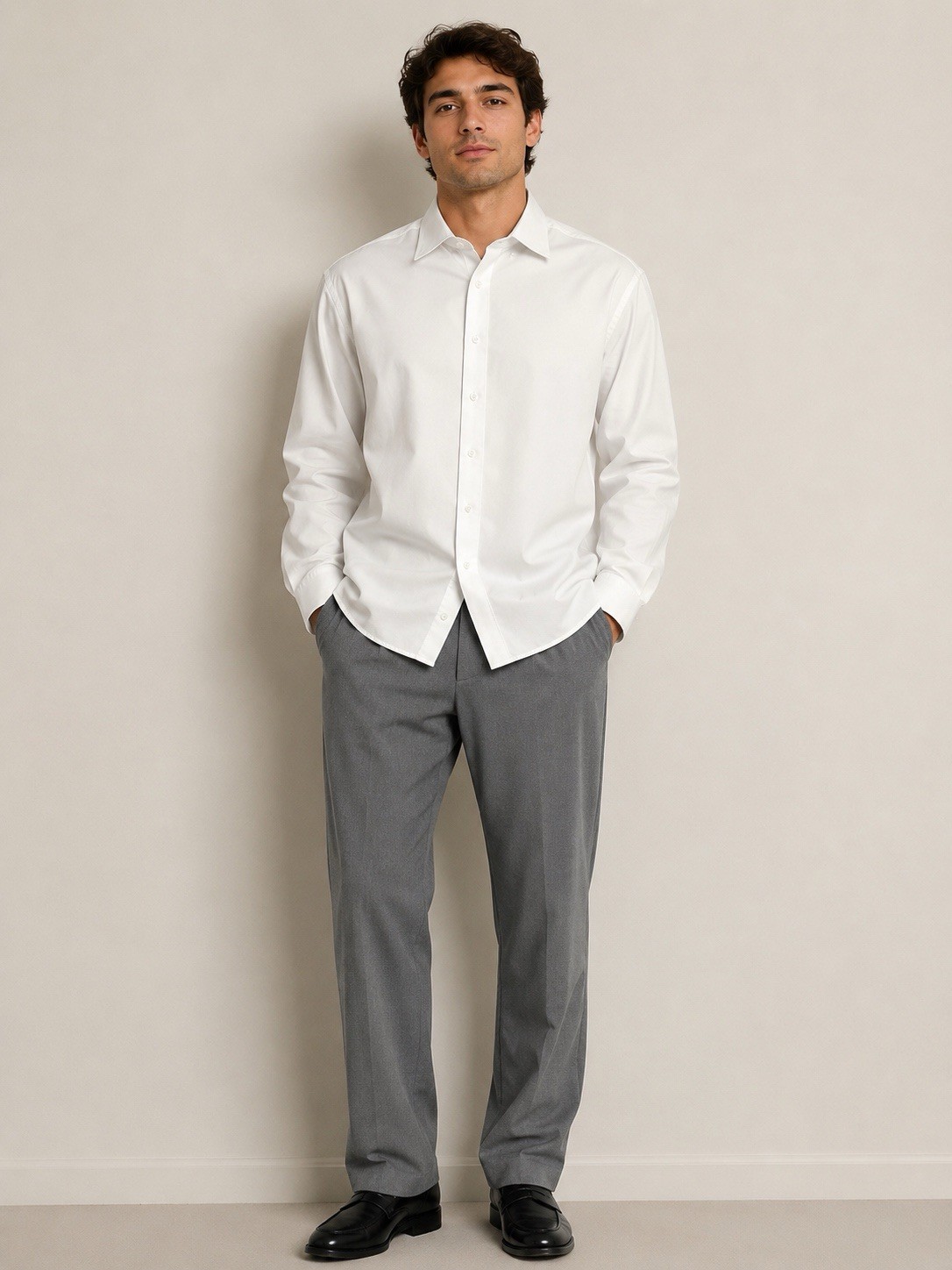 Lauren RL Men’s Gray Slim Tapered Flat Front Dress Pants 38W + White Shirt