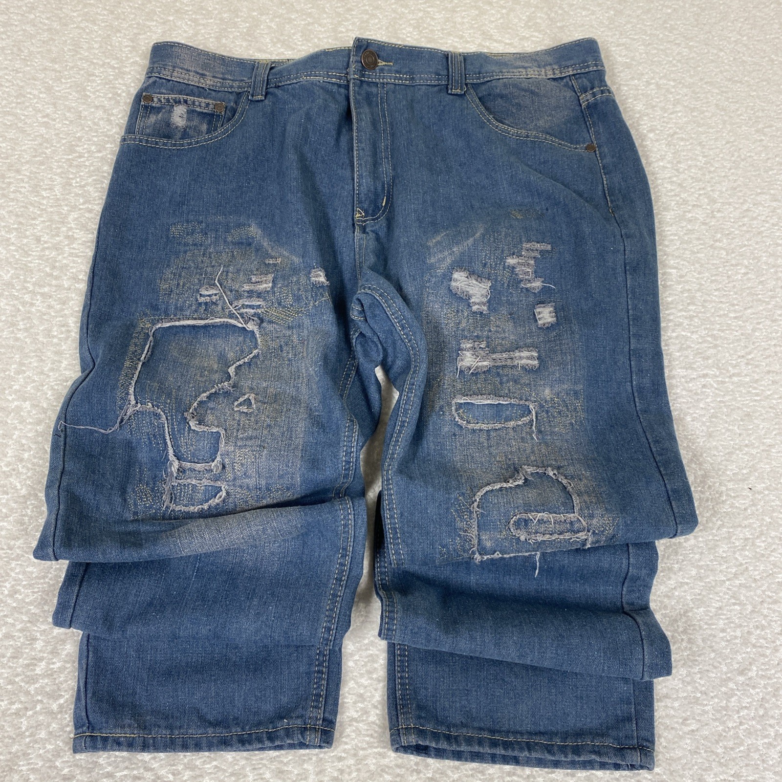 VTG. 90’s PHAT FARM Distressed Jeans Mens 38×30 Street Wear Grunge Hip Hop