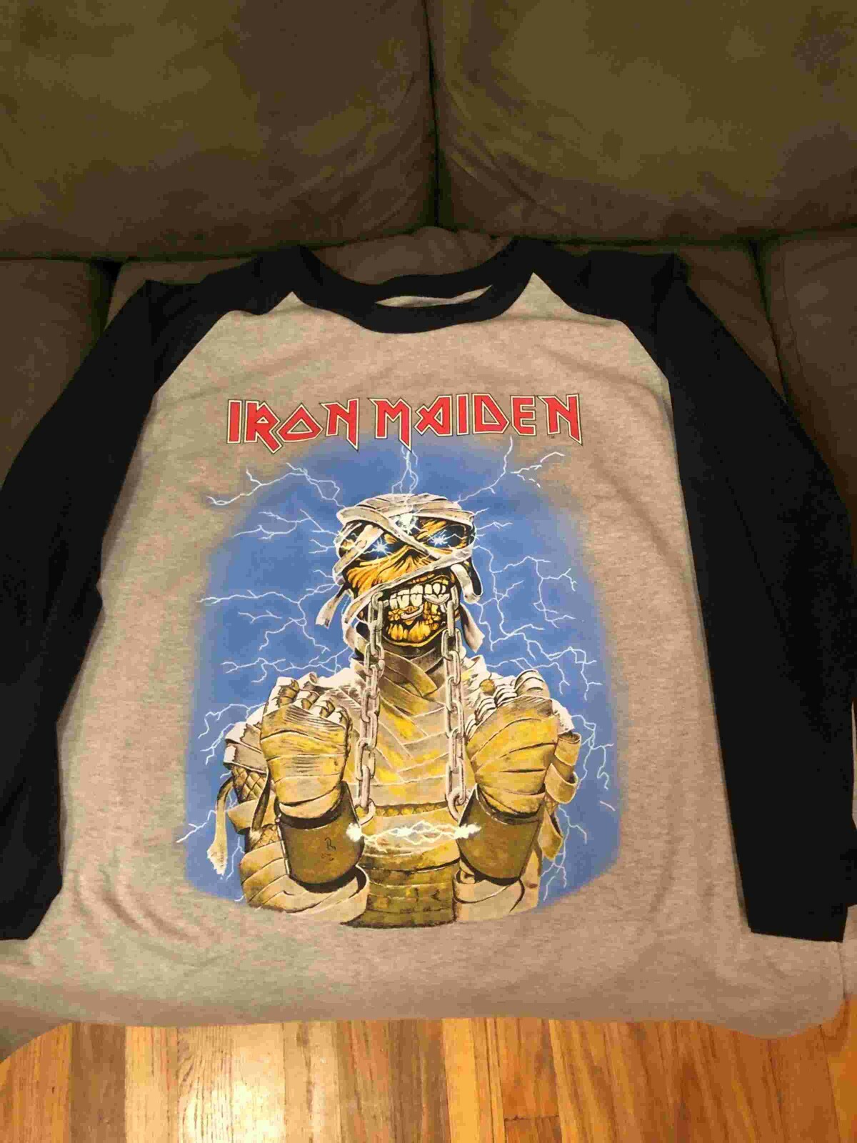 Iron Maiden World Slavery Tour 1984-85 Concert Raglan HEATHER/BLACK S to 3XL