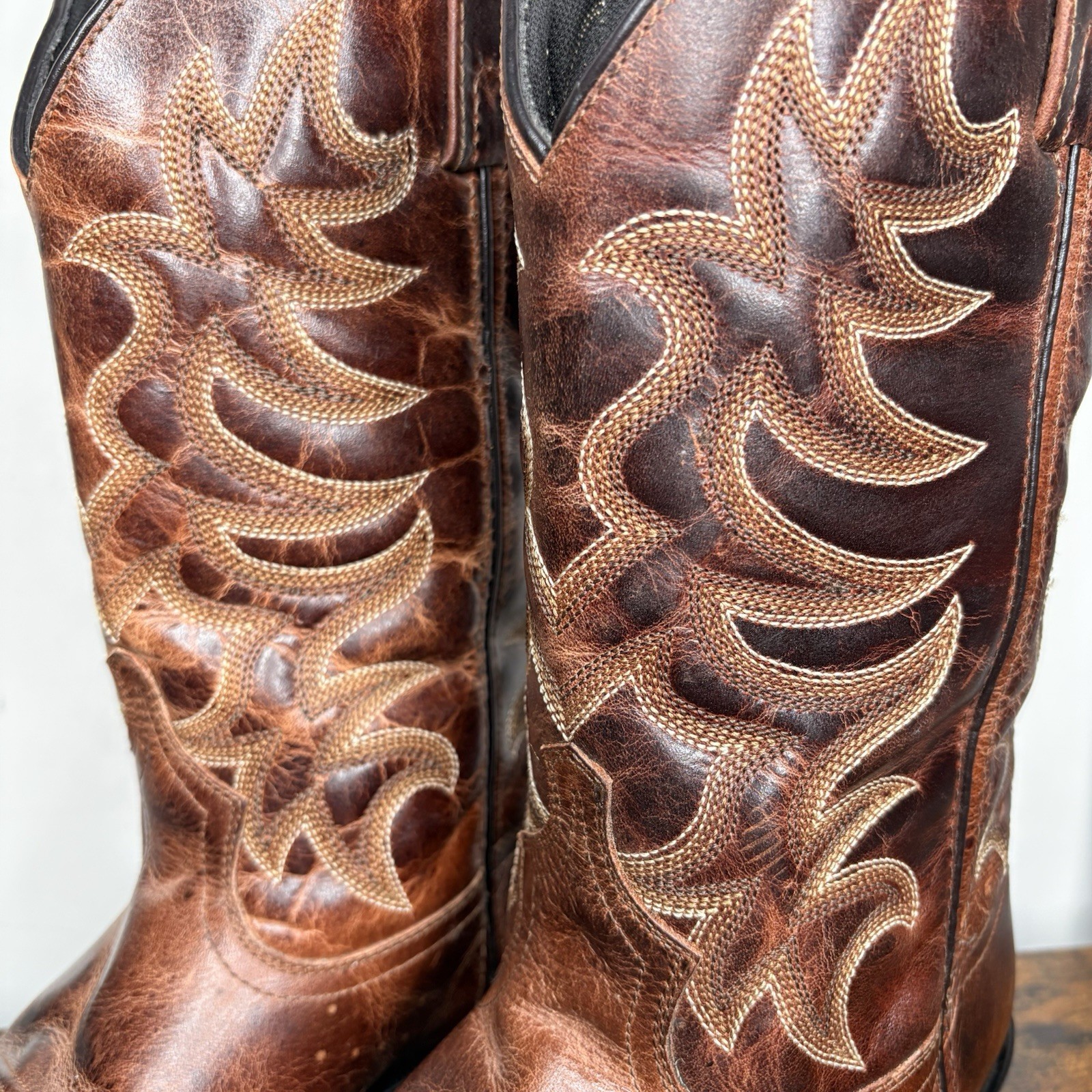 LAREDO Men’s Breakout Cowboy Boots Rust Brown Leather 68354 Sz 11.5 VERY GOOD!!!