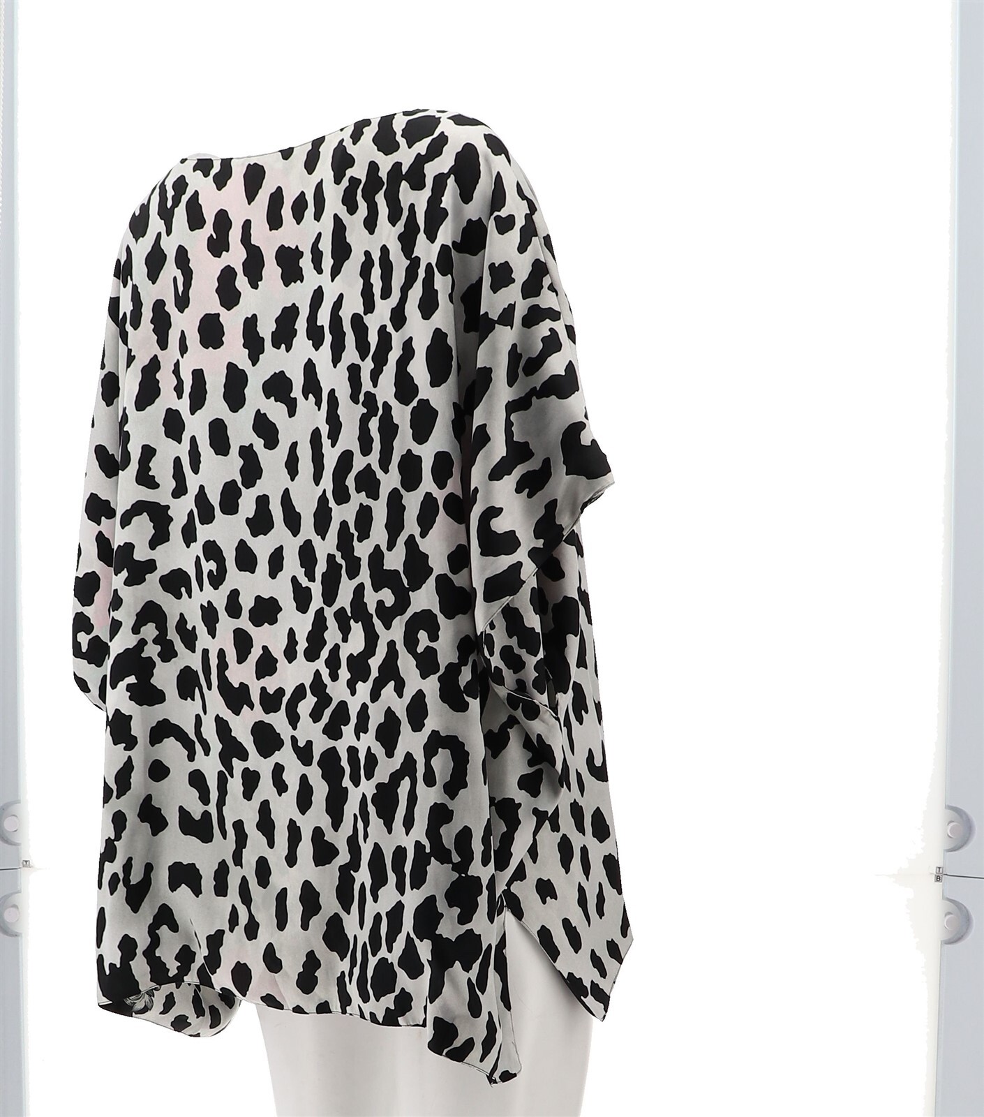 IMAN Global Chic Reversible Printed Poncho Top BLACK M/L NWOT (547)