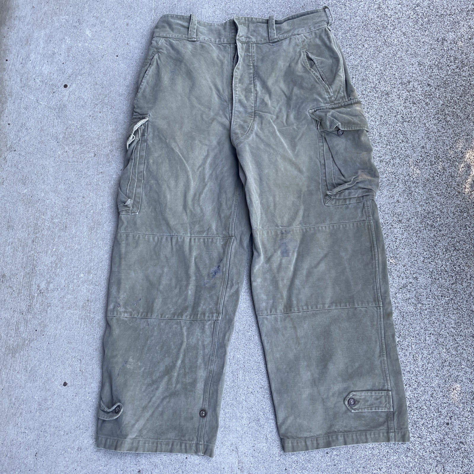 Vintage French Army M-47 Olive Military Fatigue Pants Cargo 36 x 27