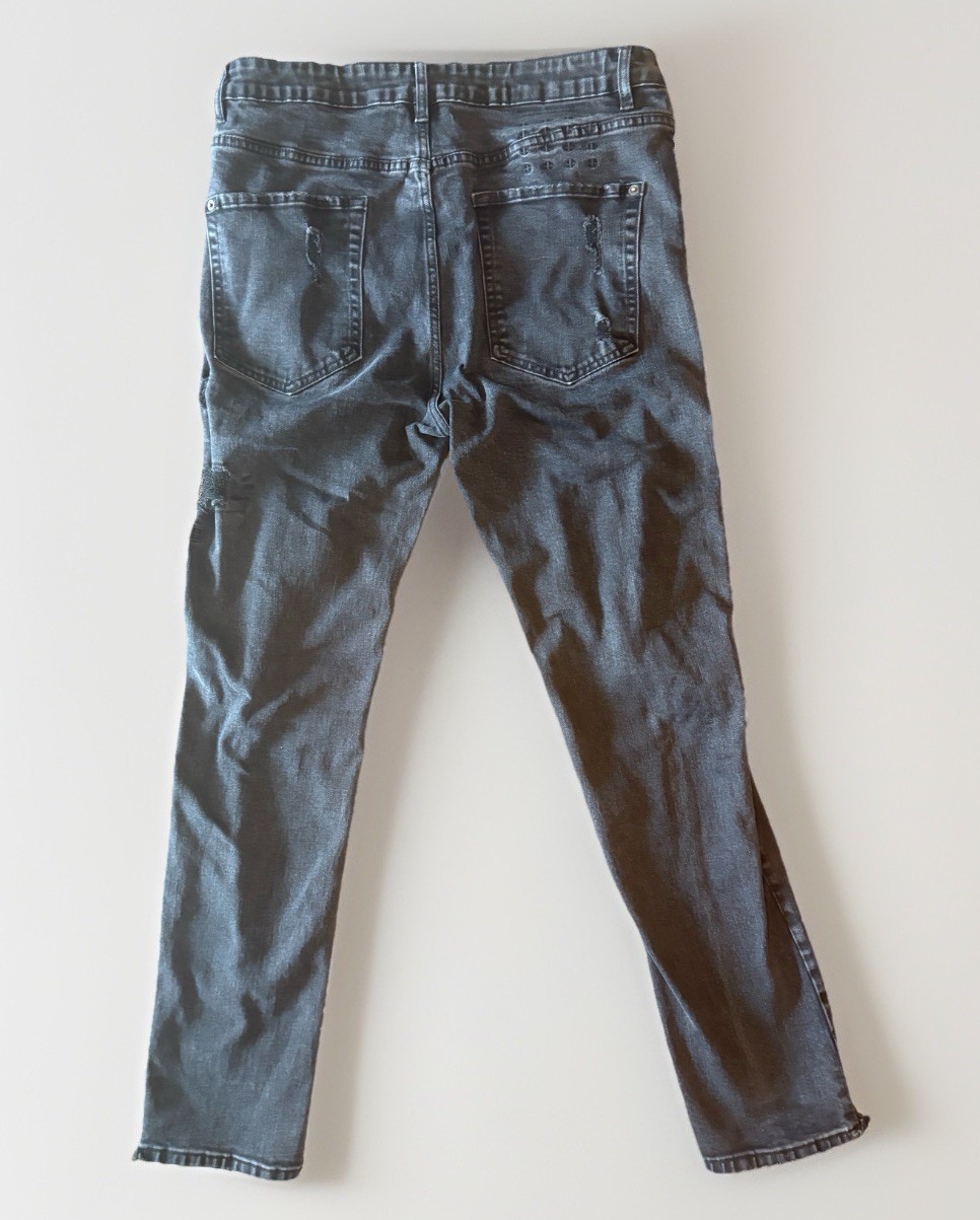 Ksubi Van Winkle Hunter Skinny Jeans black washed/distressed finish 36W X 30L
