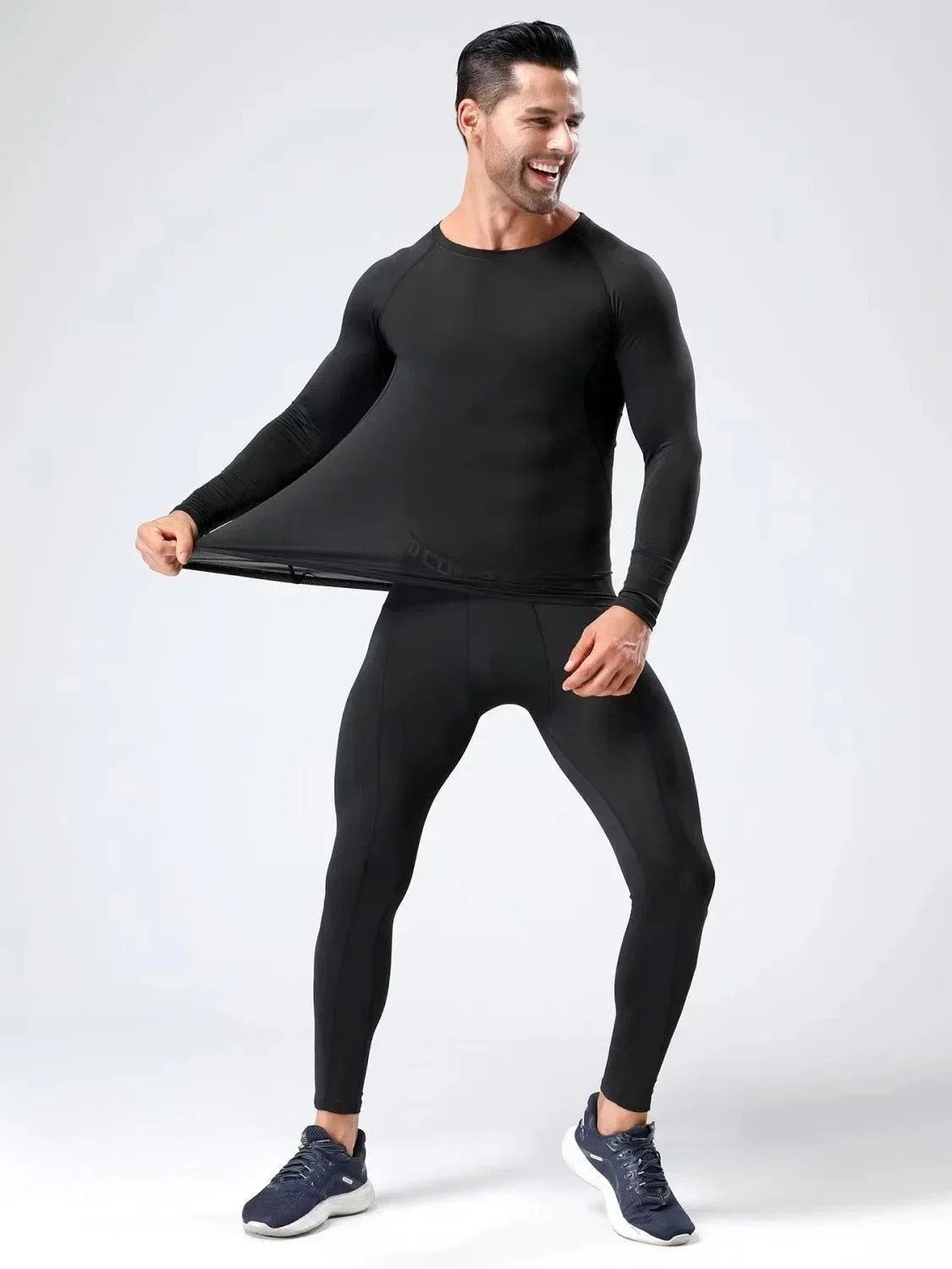 2Pcs Men Compression Sportswear Suit Elastic Training Yoga Sets Fitness Clothing