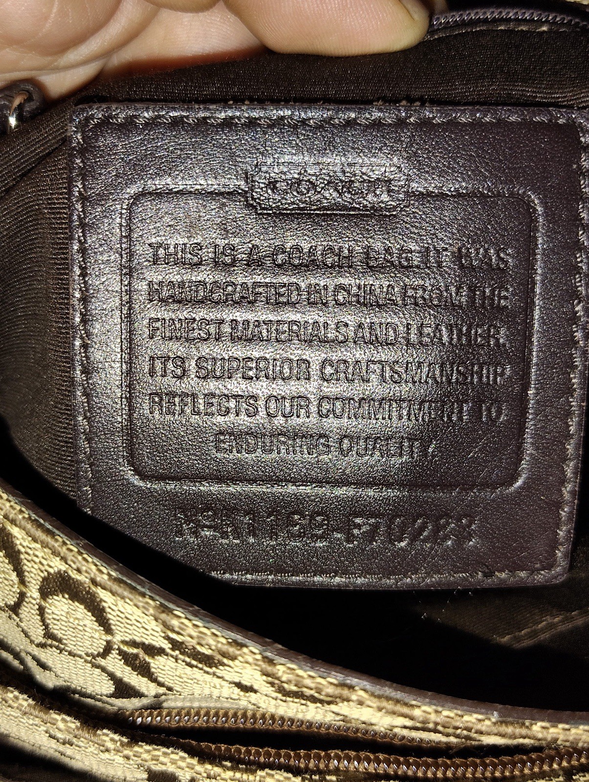 Coach Signature Khaki Brown Tan Canvas & Leather Voyager Messenger Bag F70183