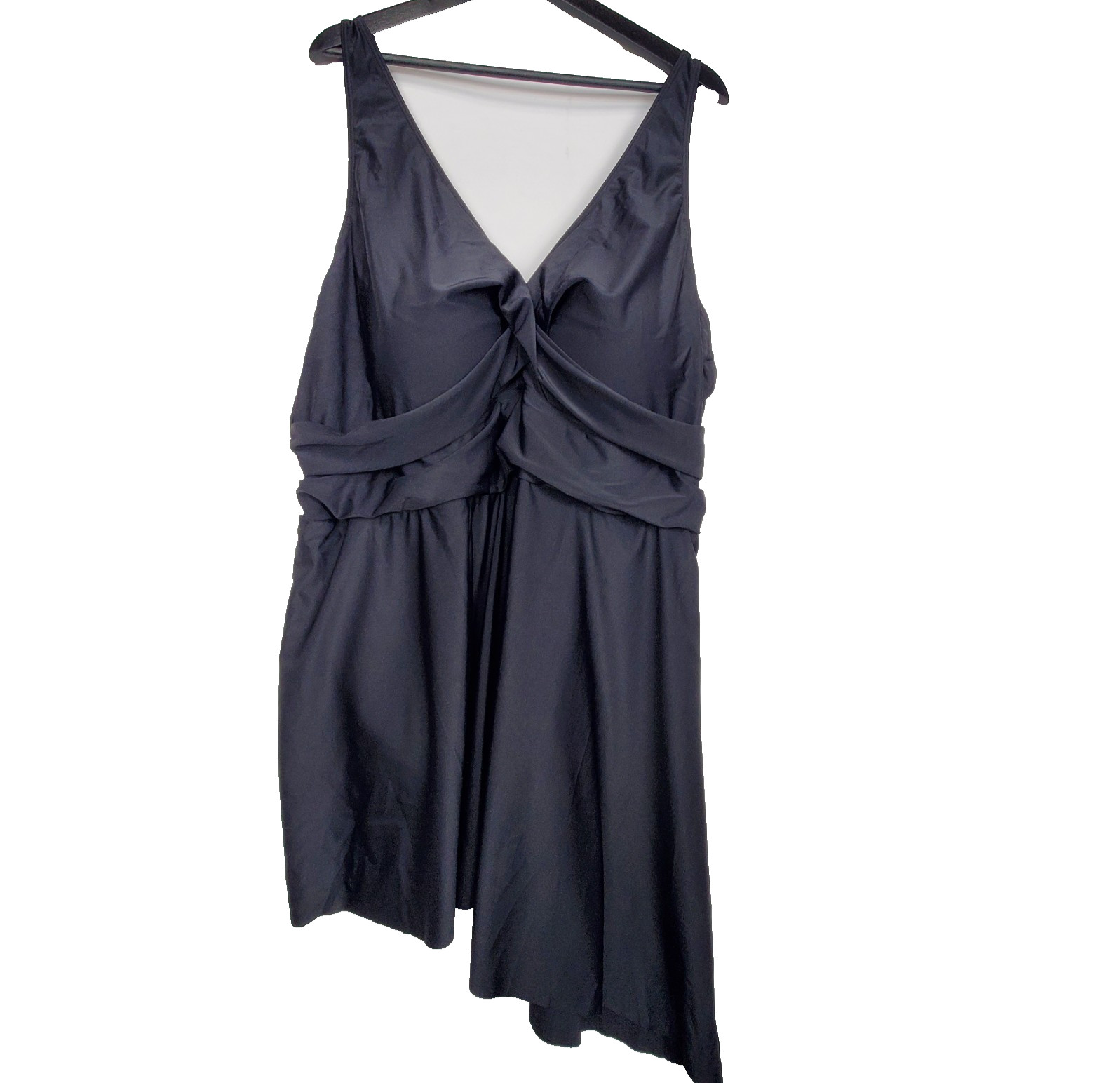 Womens 28W One Piece Swimsuit Dress Black Built In Bra Slimming