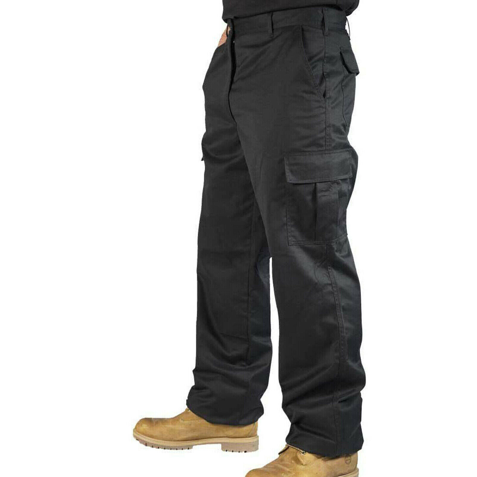 Mens Cargo Combat Work Trousers Size 30 to 48 Black Working Chino cargo trousers