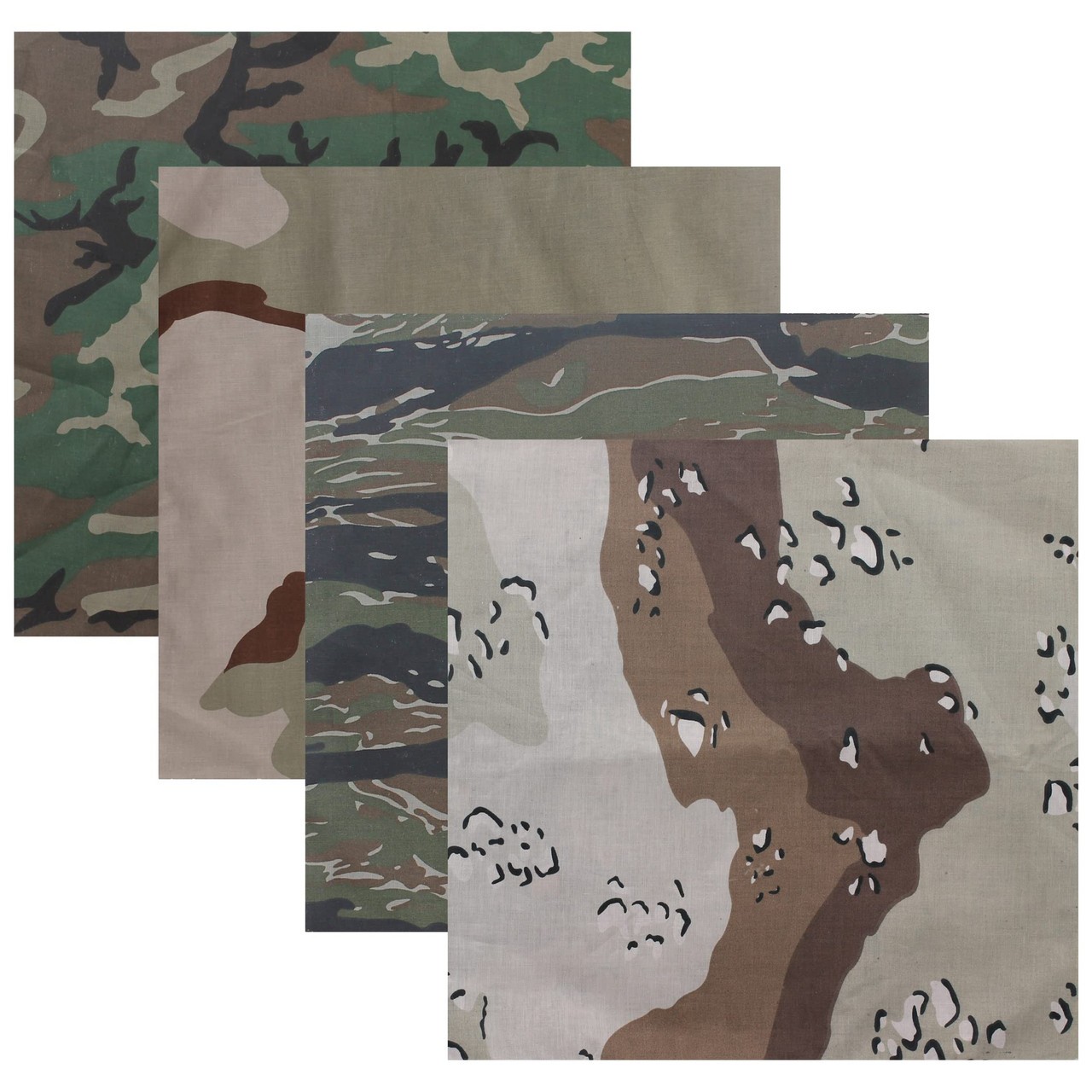 Camouflage Bandanas Cotton Head Face Cover Headwraps Bandanna 22″ x 22″, 4 Pack