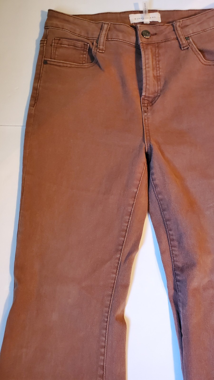 Womens Risen High Rise Wide Leg Jeans Expresso, Brown, Fringe, Slit Size 9/29