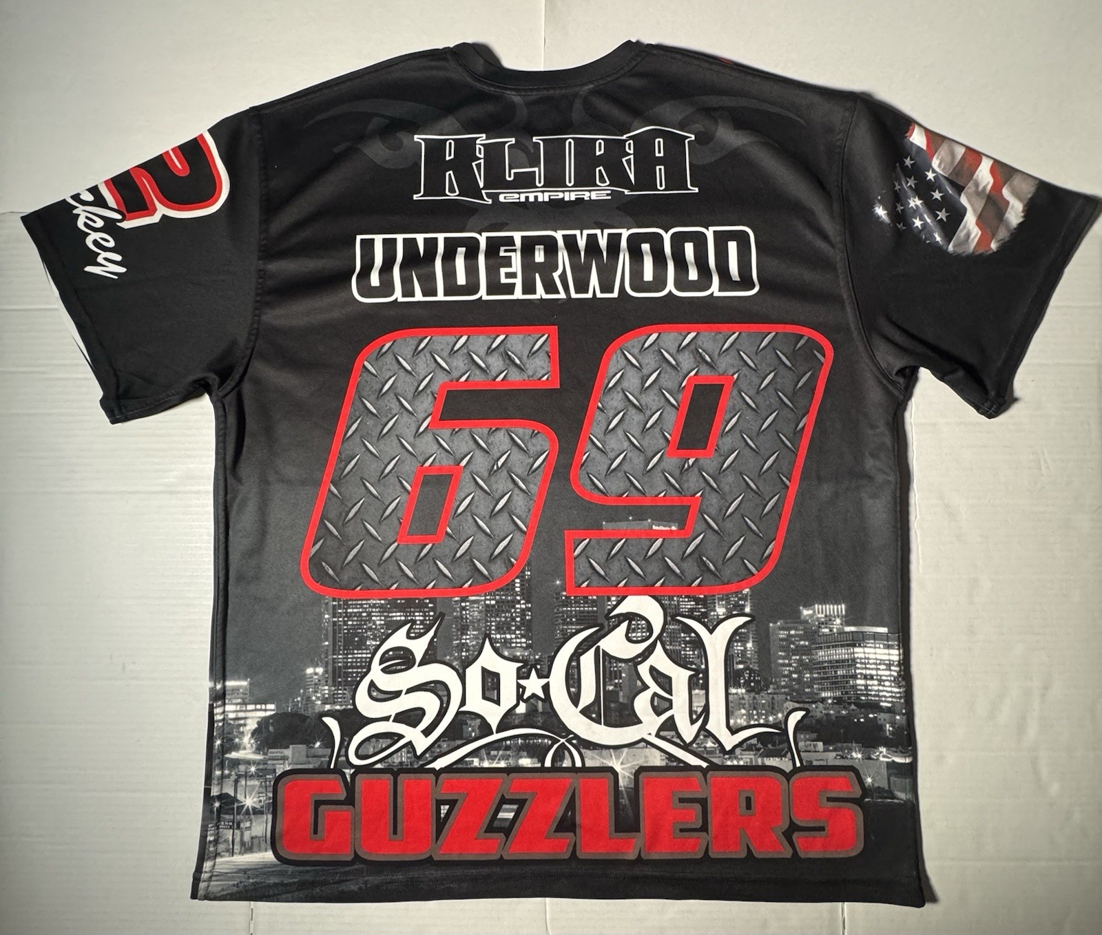 Pre Owned Excellent Guzzlers Baseball T Shirt Breathable Black Red Men Size XL