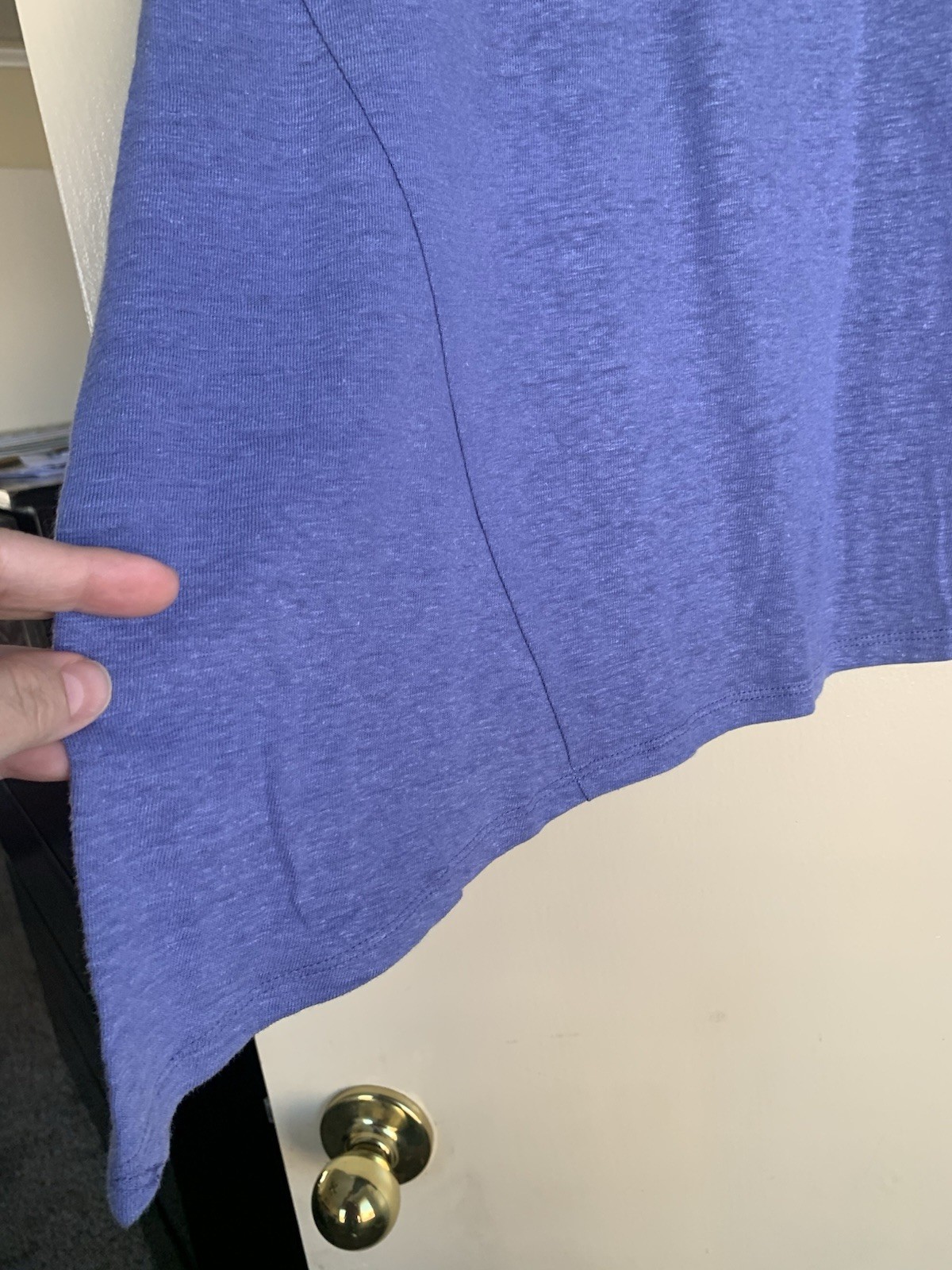 Pure Jill J.Jill Linen Blend PJ Seamed Asymmetric Tee 2X Purple Lavender Shirt