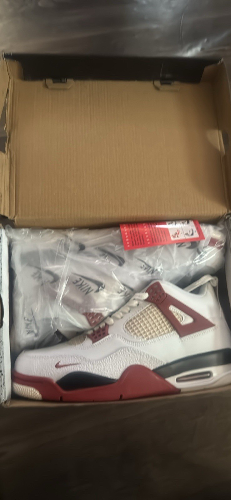 Jordan Air Jordan 4 Men’s Mid Top Lace-Up Sneakers White/Red/Black New
