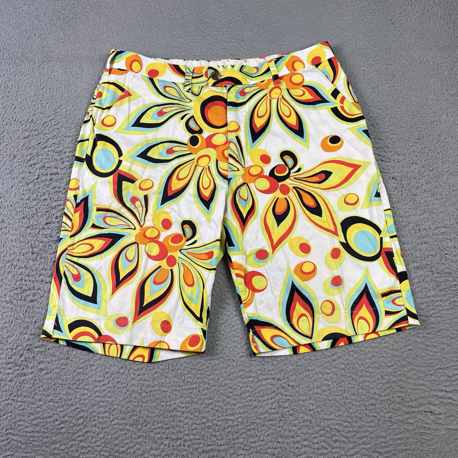 Loudmouth Golf Shorts Mens 36 Multicolor Geometric Psychedelic Golf Activewear