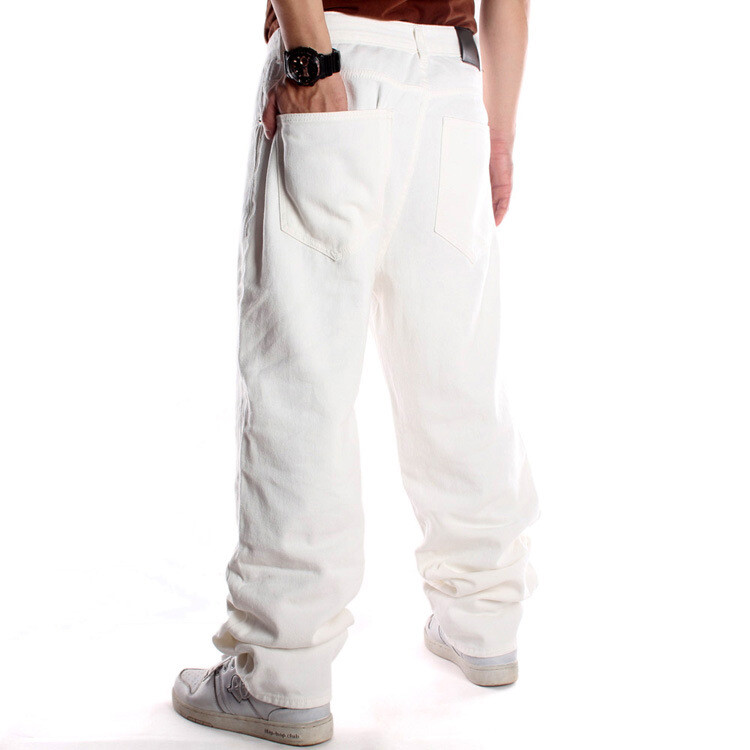Men’s White Jeans Hip hop Pants Baggy Trousers Oversized 32 34 36 38 40 42 44 46