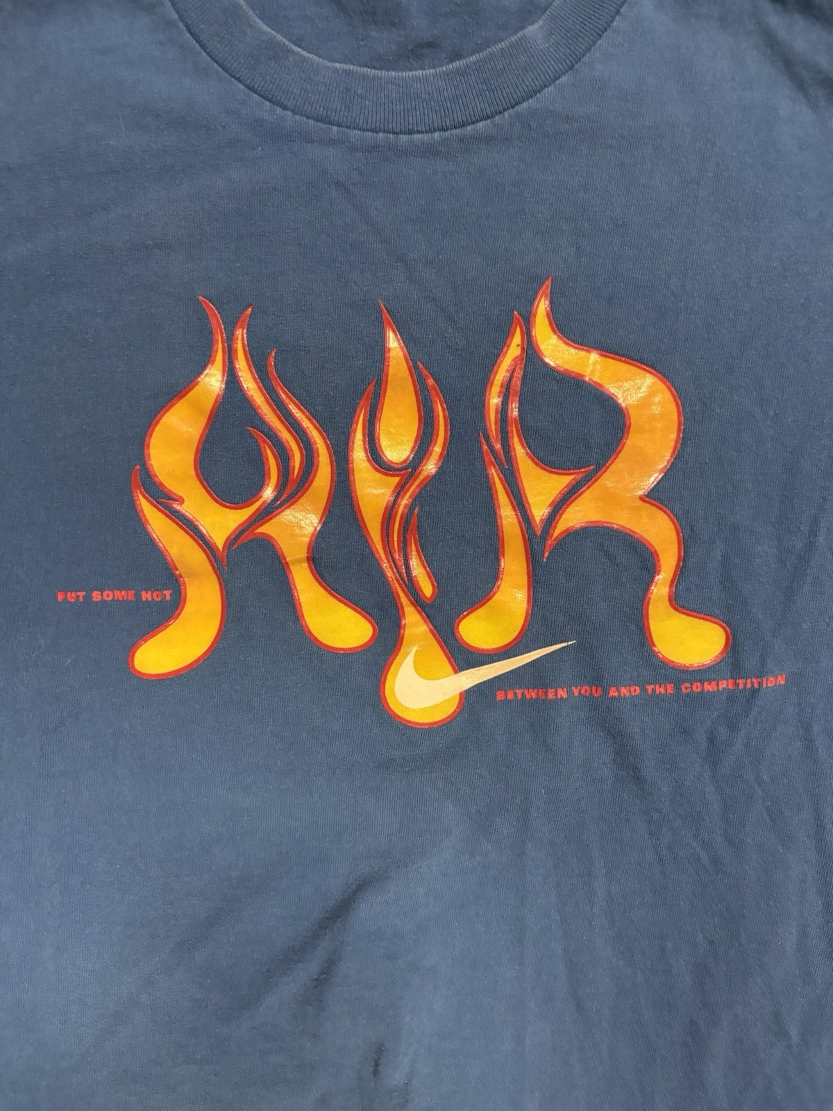 Vintage nike youth Small Blue Faded Tribal Skate Flames Air Bakin Rare