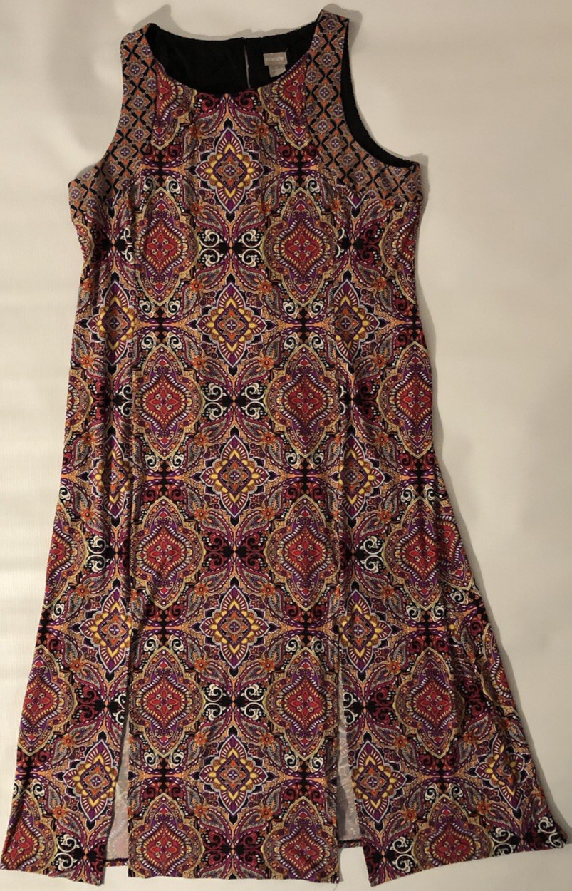 Chico’s Maxi Sleeveless Long Dress SIZE 3 Petite 3P US 16/18 Paisley Multicolor