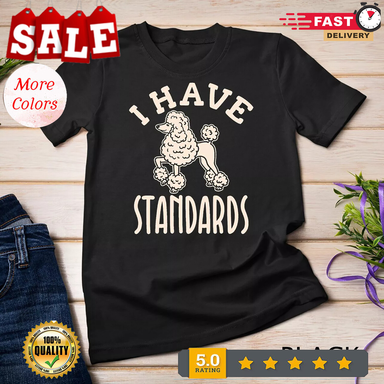 2025/I Have Standards Poodle Shirt Dog Mom Dad Gifts Unisex T-shirt