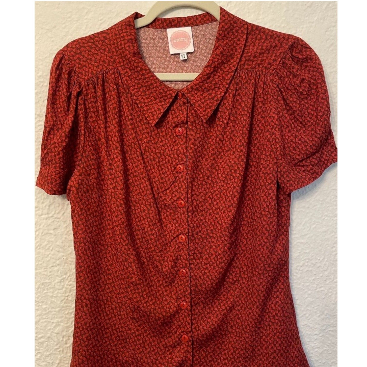 Emmy Design Sweden That Same Old Favorite Blouse Red Print 1930s Retro Academia