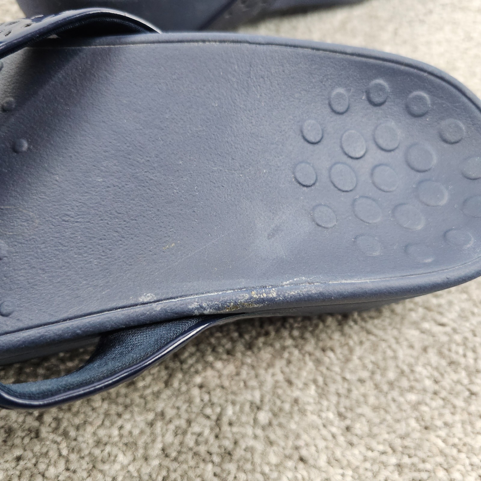 Vionic Zuma Sandals Blue Leather Wedge Women’s Size 9 WIDE Orthopedic Flip-Flops