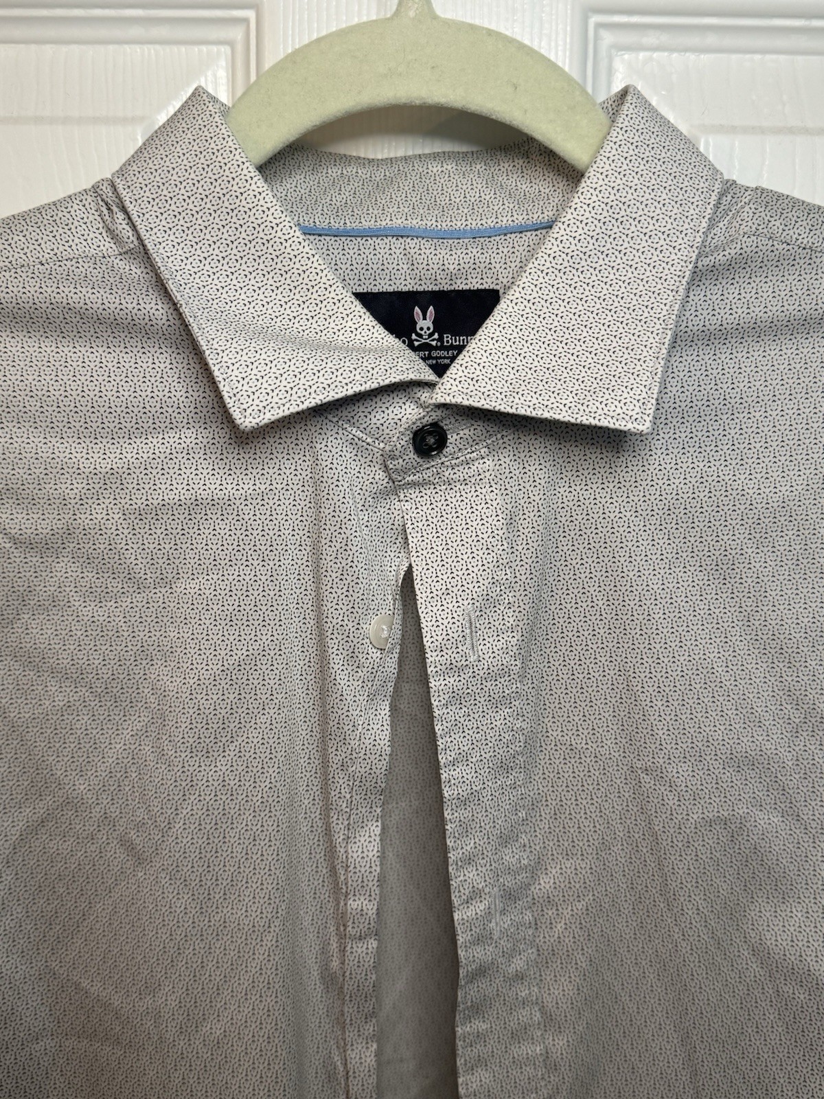 Psycho Bunny Modern Fit Stretch Non Iron Gray Sleeved Button-Down 16 1/2 32/33