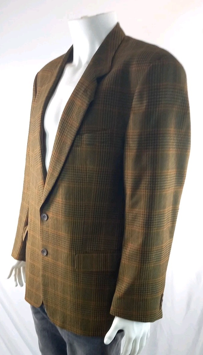 St Michael Vintage Mustard Prince of Wales Check Sports Jacket 42″ 107cm