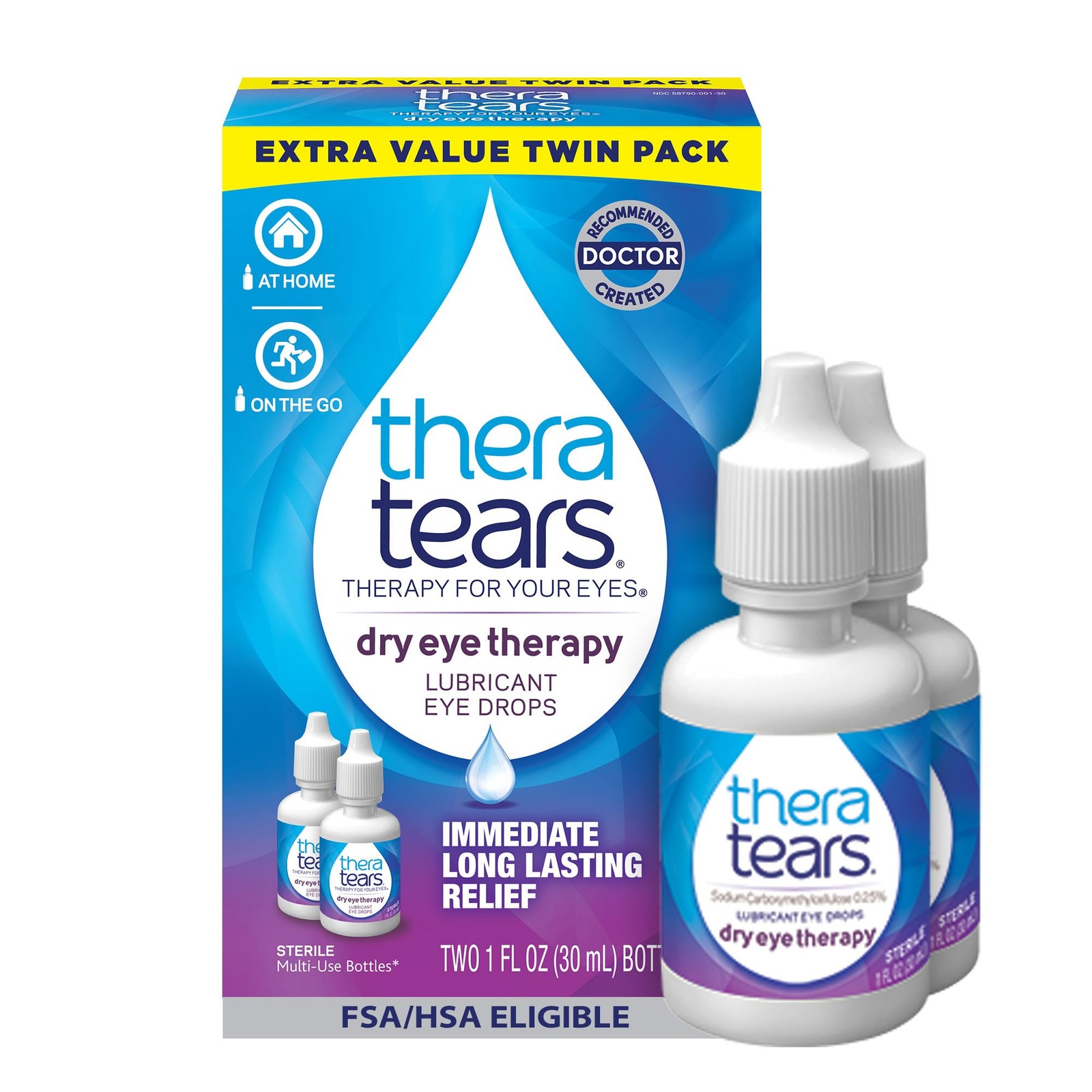 TheraTears Dry Eye Drops, Lubricating, 1 Fl Oz, 2 Pack