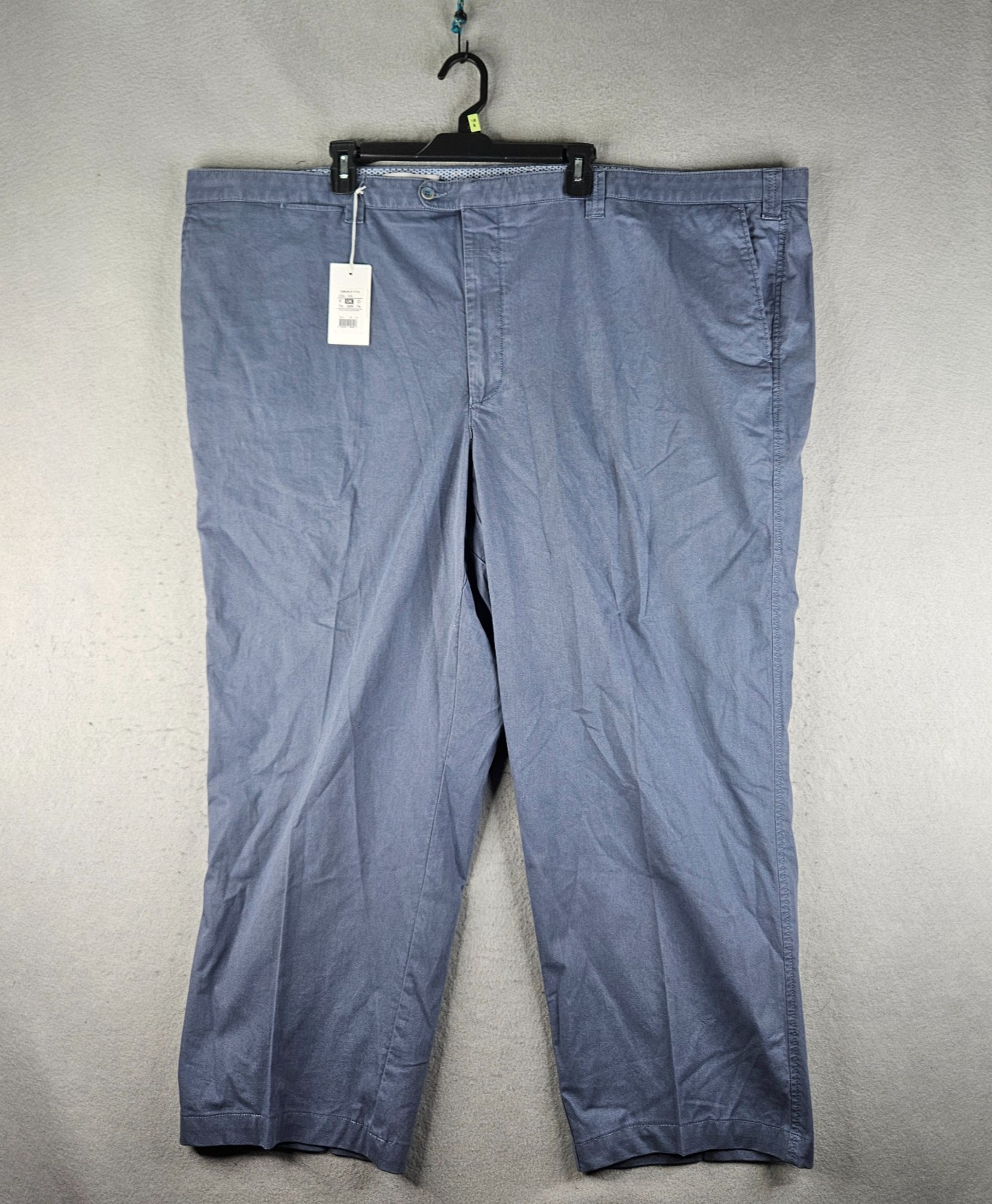 NEW Bruno Saint Hilaire Pants Mens 56×28 Blue Flat Trousers Quiet Luxury Coastal