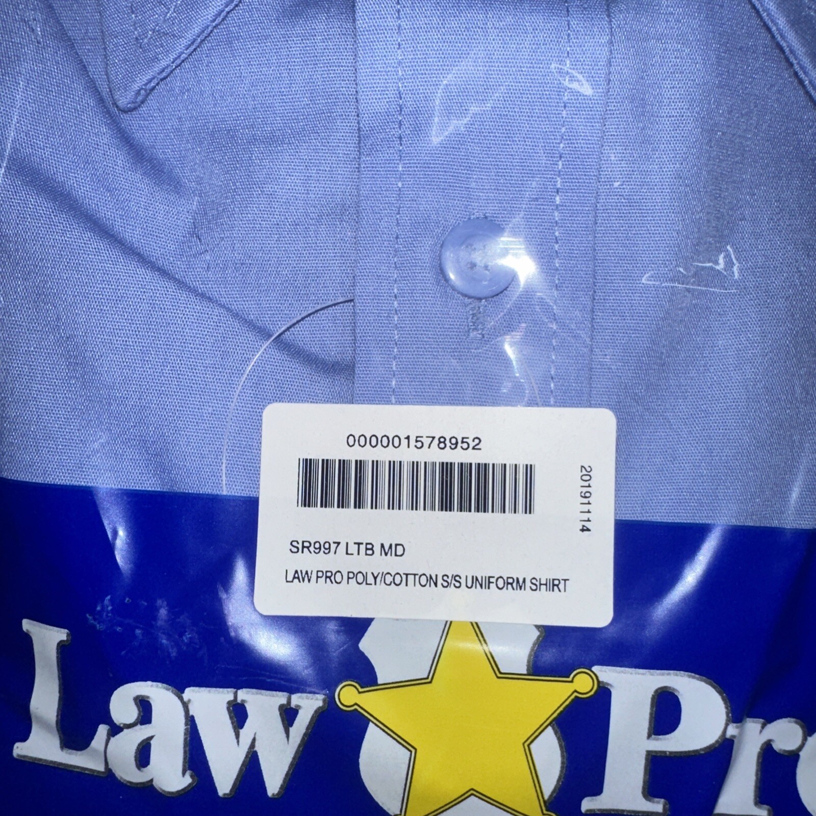 LawPro Poly Cotton Short Sleeve Premium Shirt, SR997, Light Blue, Med, 15-15 1/2