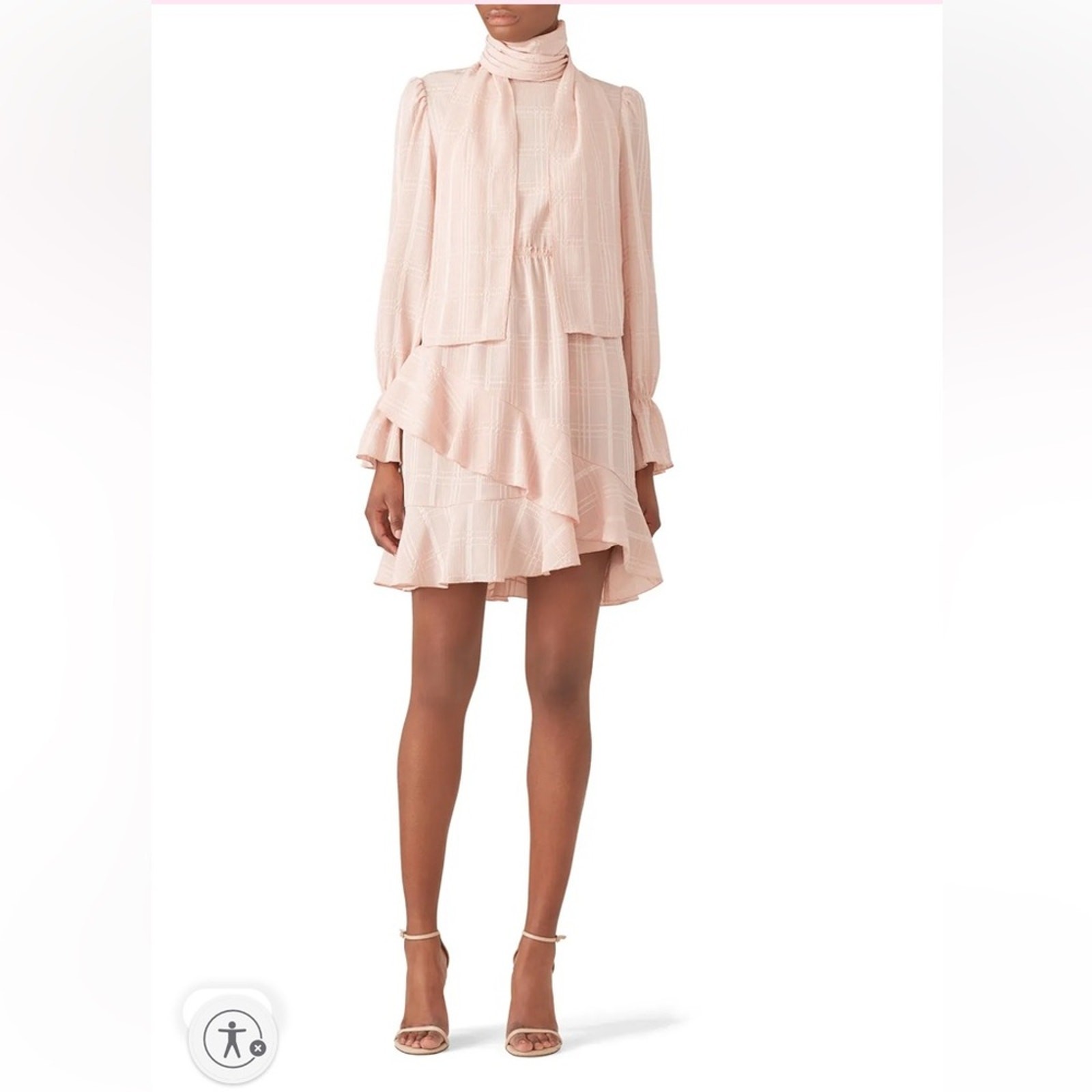 See By Chloe Blush Checkered Long Sleeve Dress
