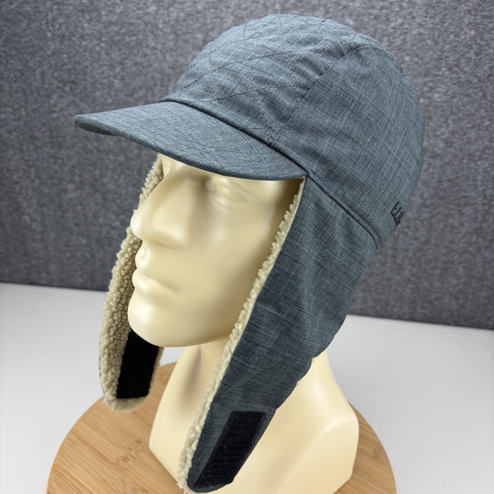 L.L. Bean Trapper Hat Cap Size S/M Gray Ear Flap Fleece Lined Quilted Goose Down