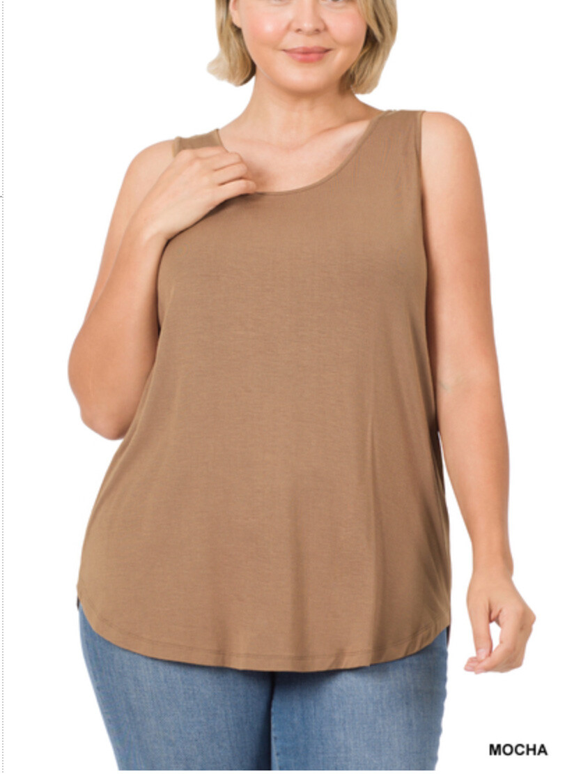 ZENANA 8507 PLUS Real Modal Sleeveless Tank Top Round Hem
