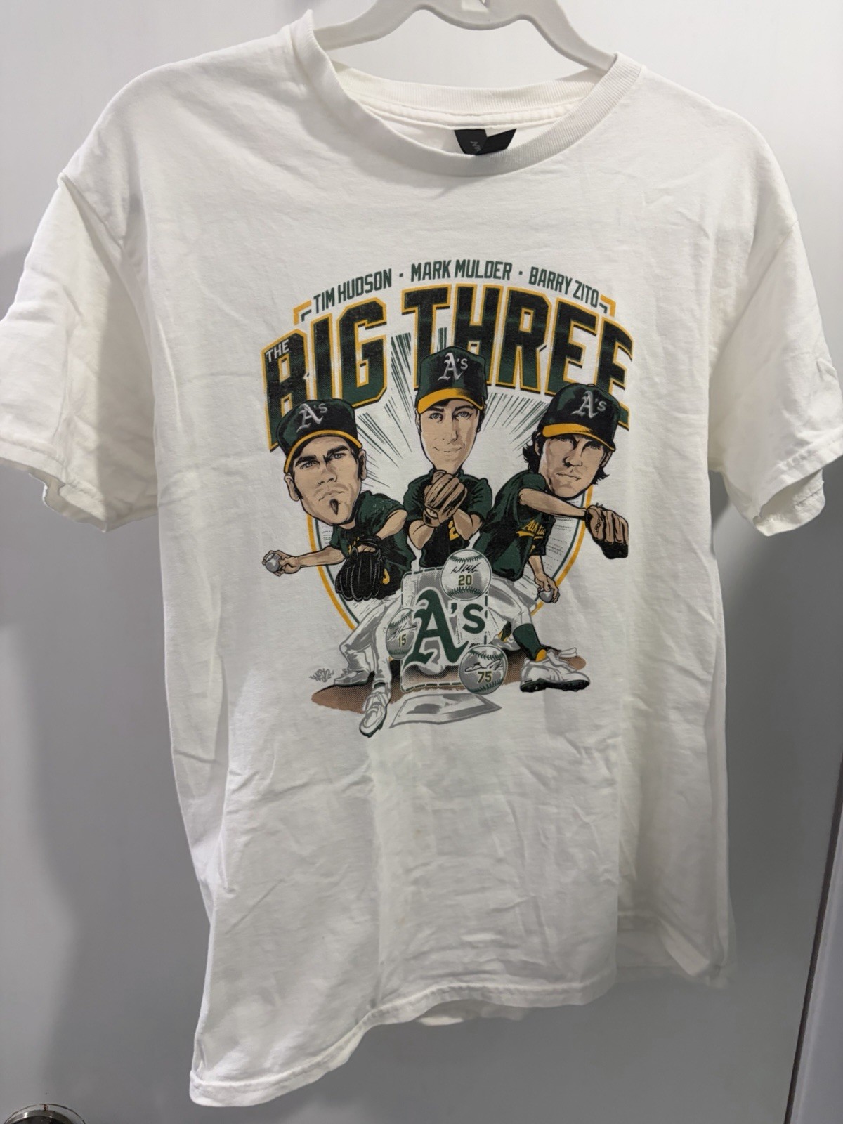 Vintage Oakland Athletics MLB Money Ball Baseball Team Big 3 Zito + Shirt Medium