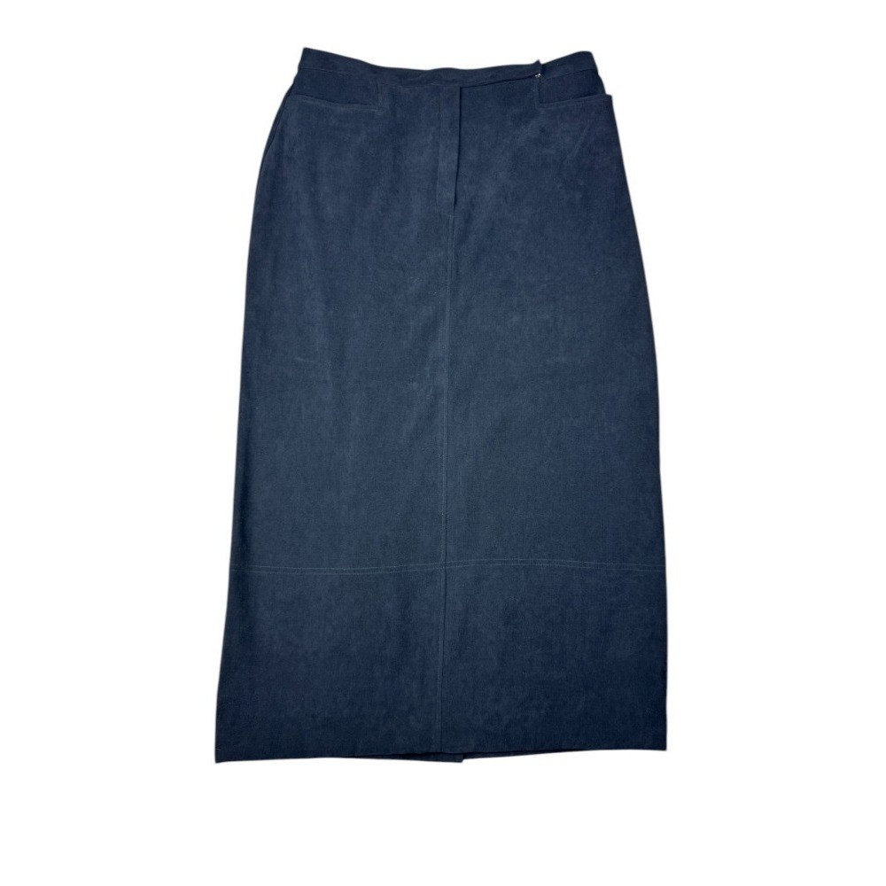 Norton McNaughton Vintage Maxi Skirt 12 Black Elastic Waist Pockets Side Zip