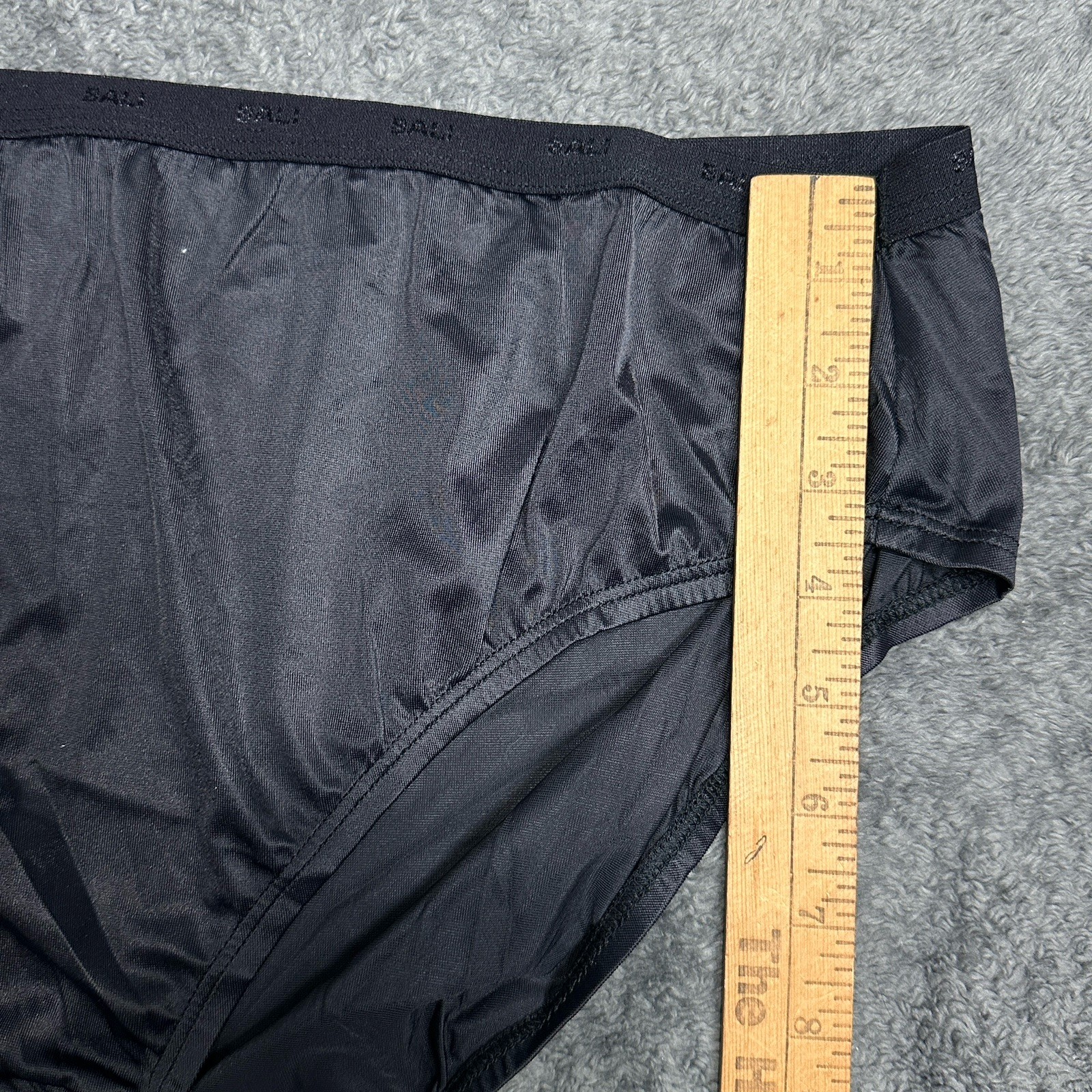 3 Pair Vintage Bali 24602 Black Nylon Satin High Cut Bikini Brief Panties Sz 13