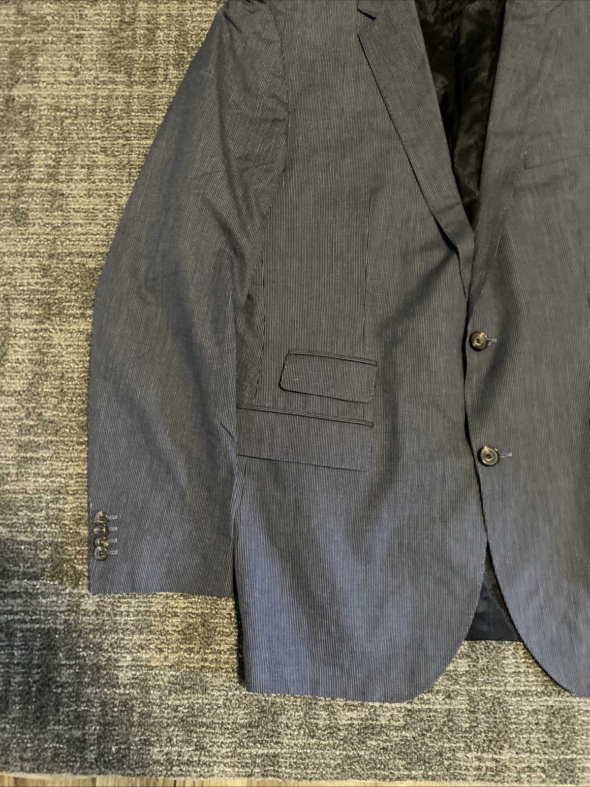 Boss Men’s Stretch Seersucker Blazer Size 44L Dark Navy