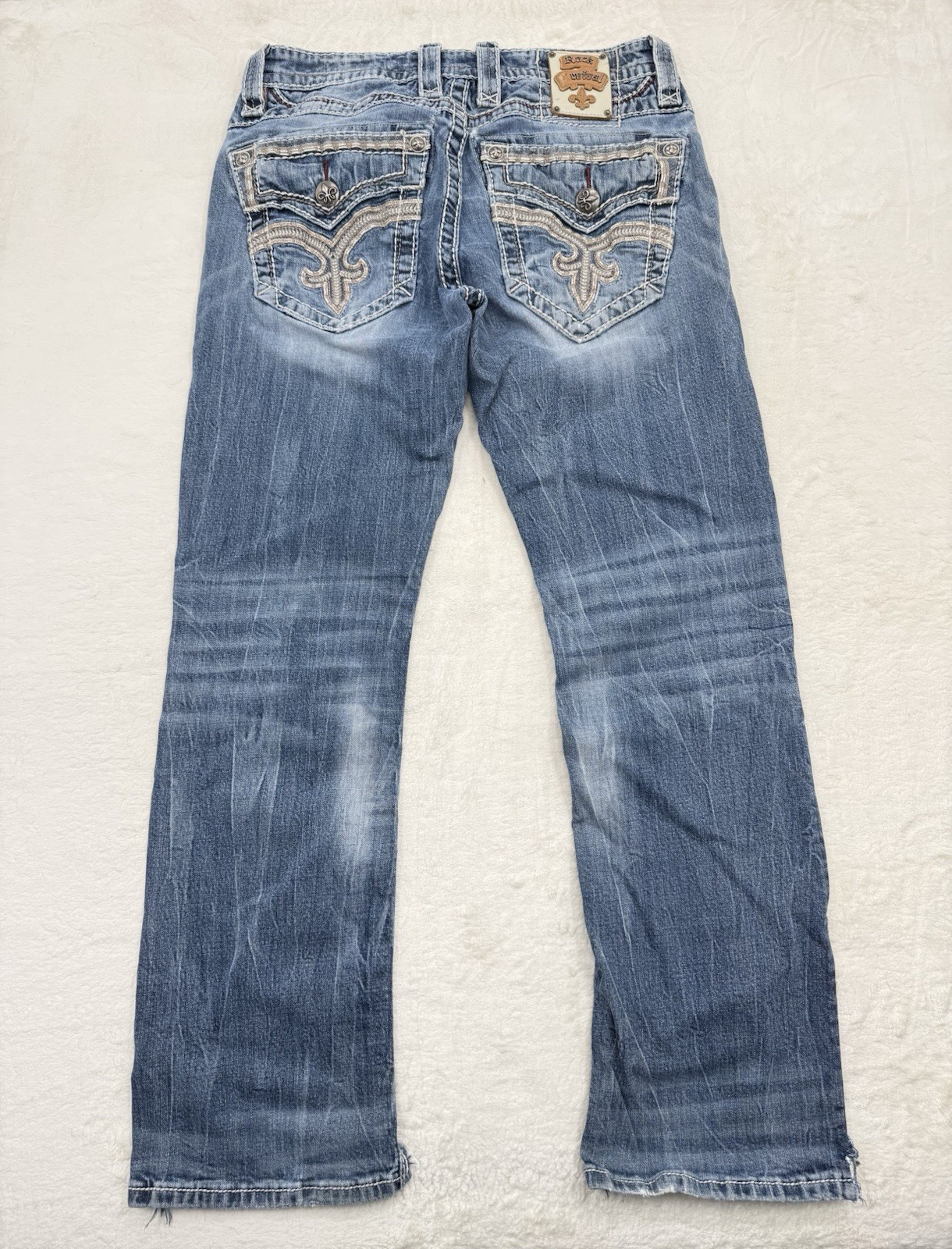 Rock Revival Mens Blue Medium Wash Crete Straight Leg Denim Jeans Size 32