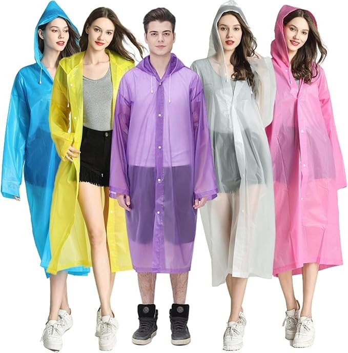 Unisex Adult Waterproof Raincoat Rain Coat Hooded Jacket Poncho Rainwear Camping
