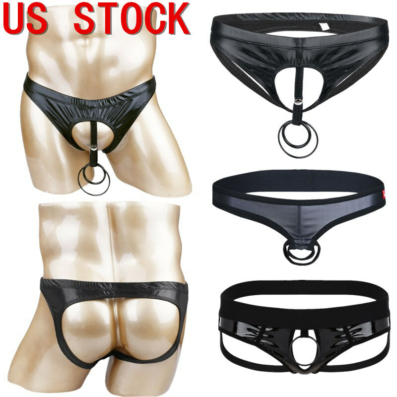 US Men Lingerie Briefs Bikini Underwear Underpants with Penis Hole O-Rings Brief