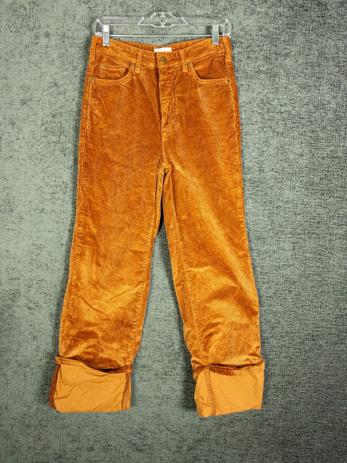 Pilcro Anthropologie Corduroy Pants Womens 27 Brown Caramel Cuffed Straight