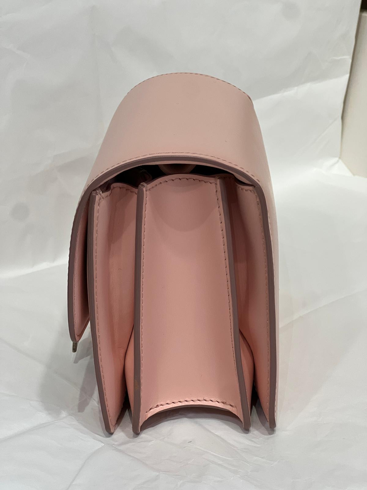 Authentic Celine Classic Box Mini Smooth Calfskin Shoulder Bag Pink Silver-Tone