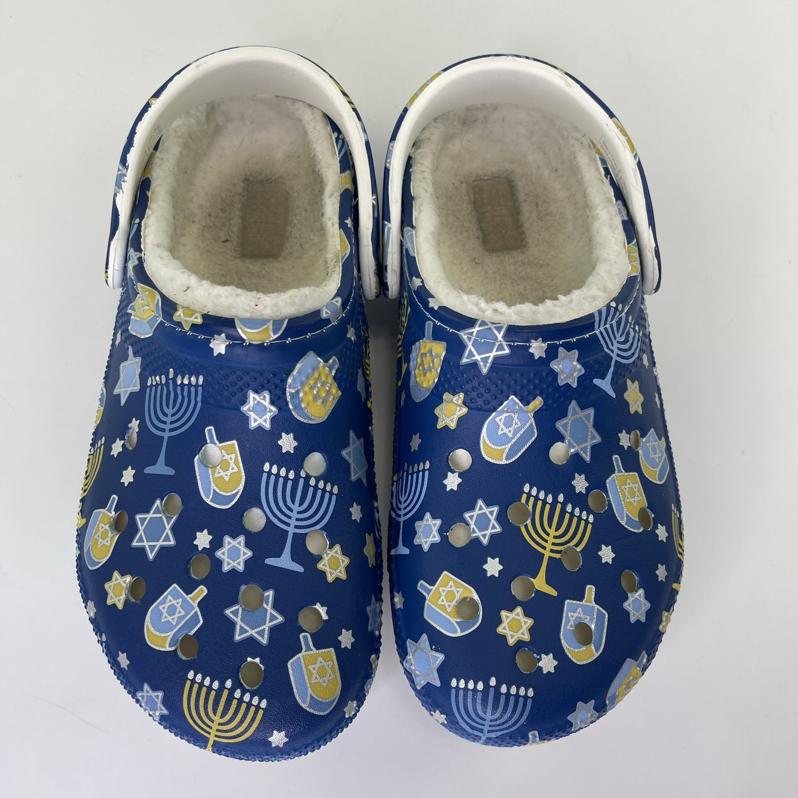 Crocs Classic Lined Holiday Clog Hanukkah Menorah Blue Star Sz Mens 6 Womens 8