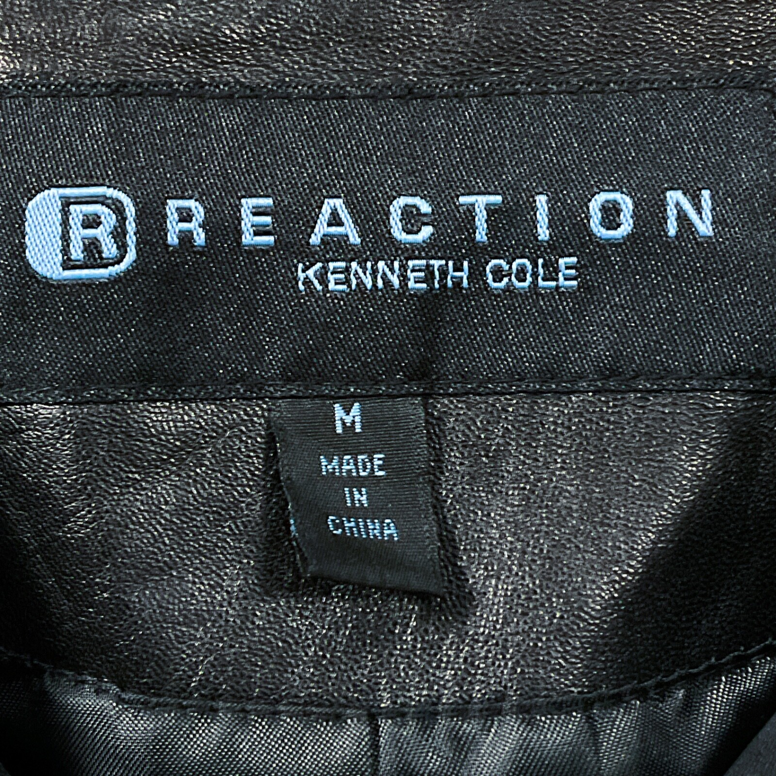 Kenneth Cole Reaction Womens Jacket size M Medium Black Leather Zip Front Lined